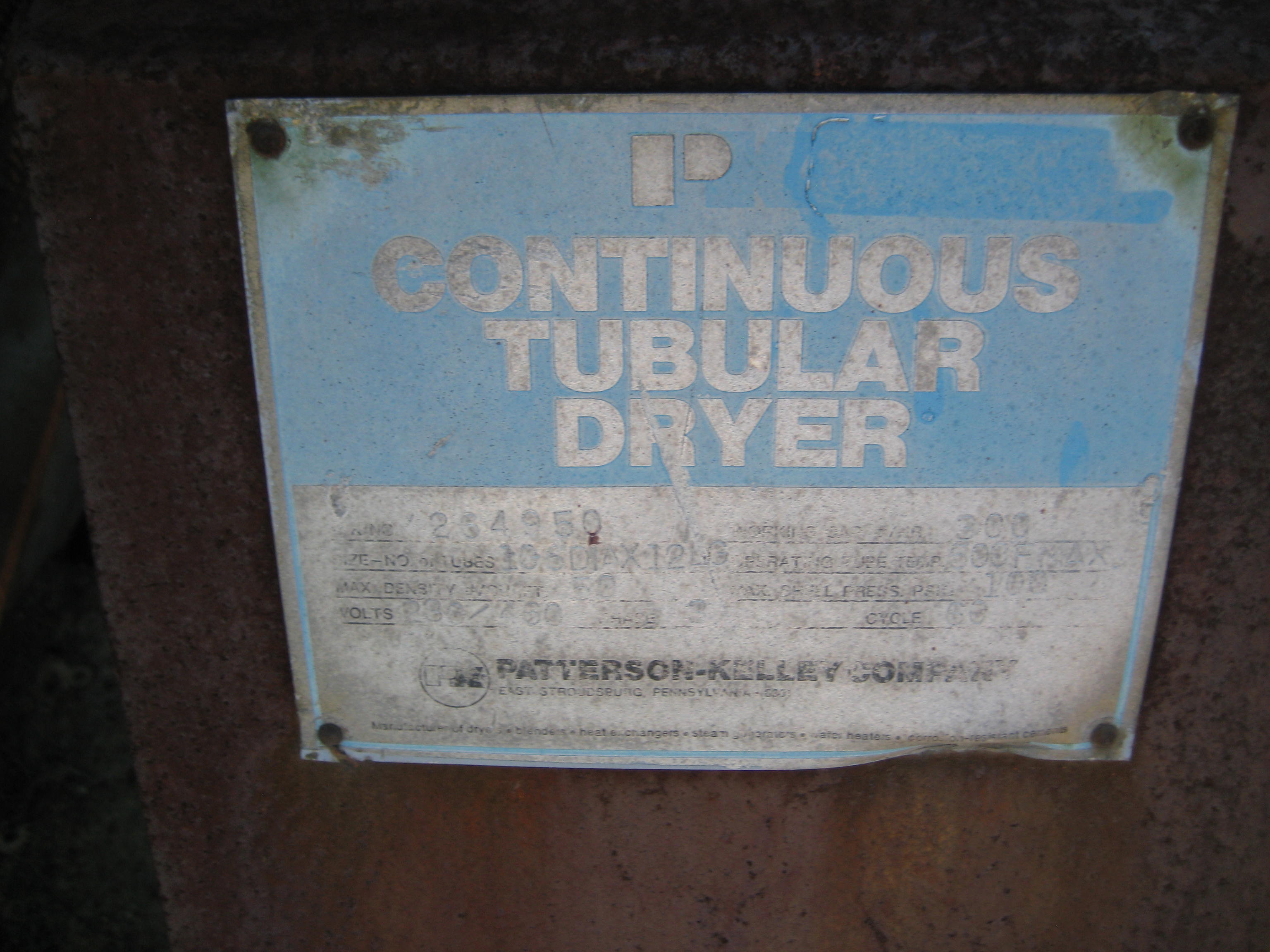  Stainless Steel 304  Dryer-Rotary Hot Air 609.6 mm (24 in) For Sale - IPP# 105920