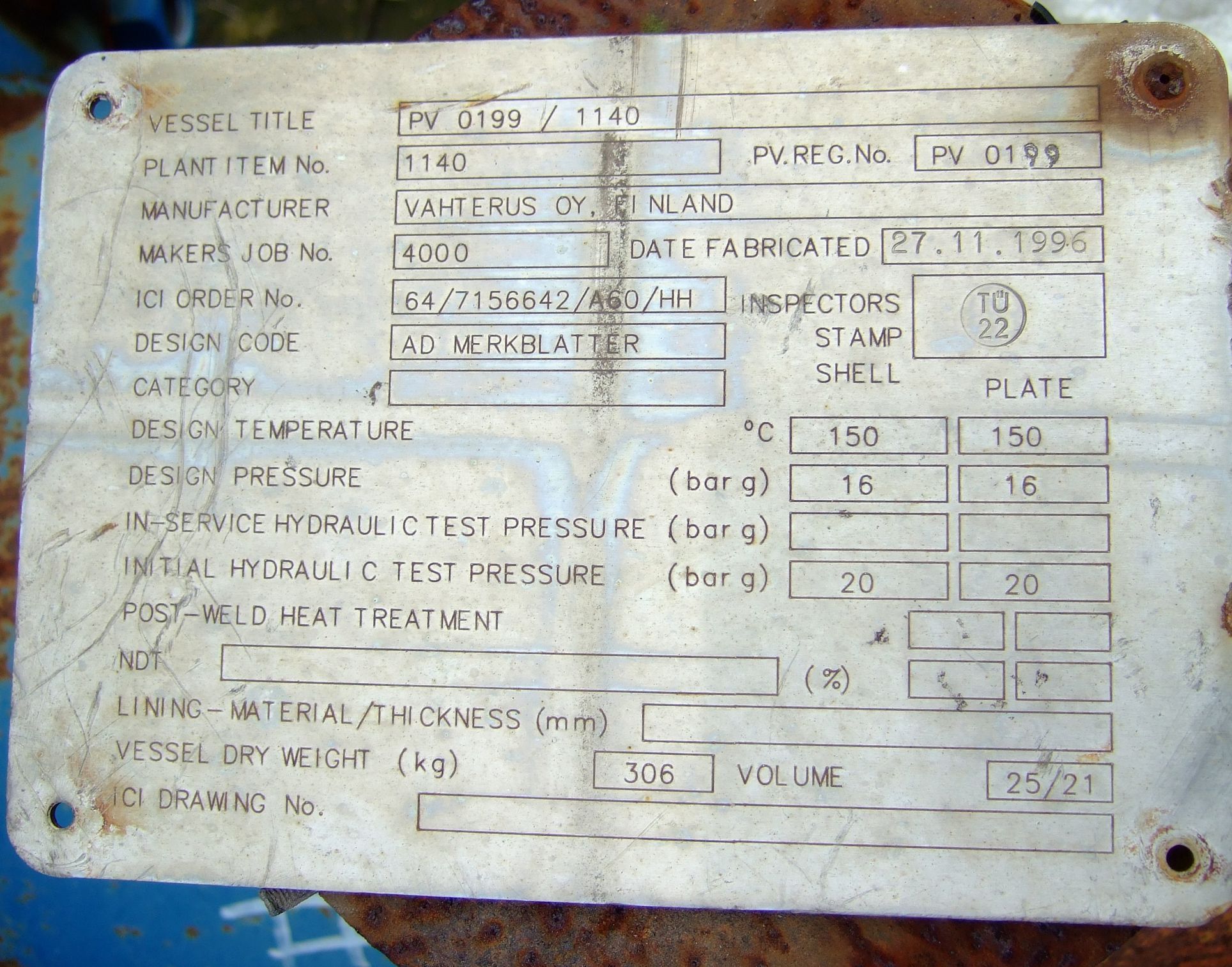 Stainless Steel 316 APV Baker 3HH-208/171 Plate and Frame Heat Exchanger - IPP# 100863
