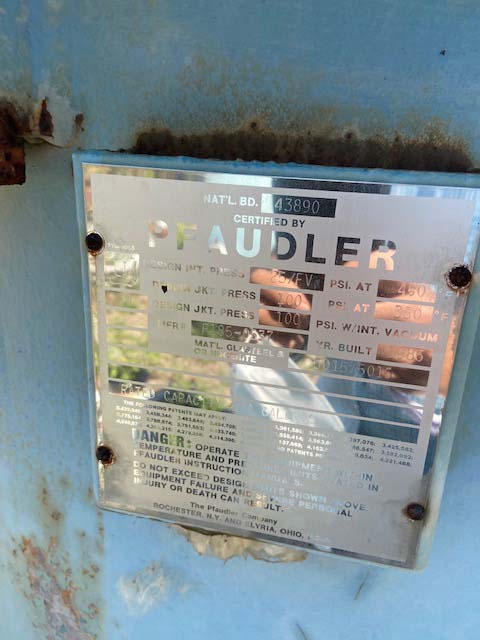 Glasslined Pfaudler P Batch-Type Agitated Reactor - IPP# 101853