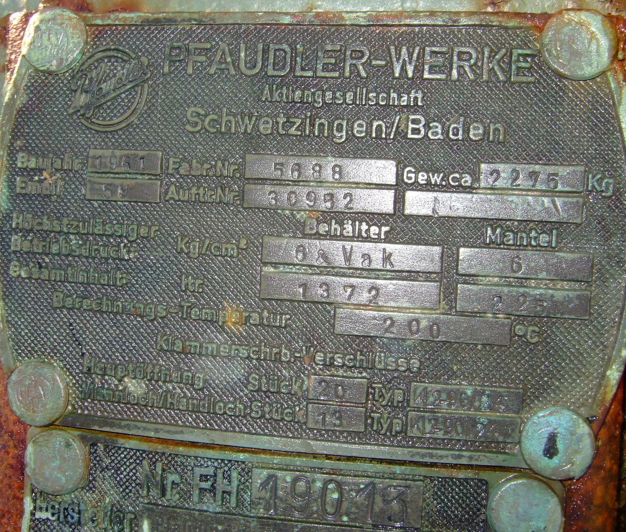 Glasslined Pfaudler (Germany) E Batch-Type Agitated Reactor - IPP# 103481