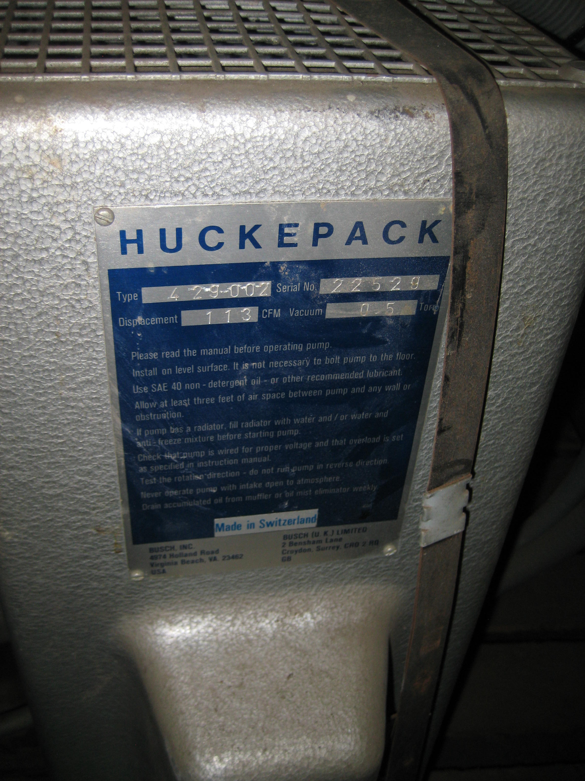 Huckepack 429002 Pump-Vacuum - IPP# 103741