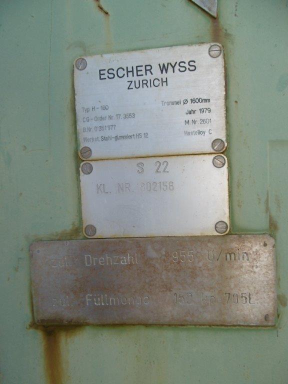   Centrifuge-Peeler 1,600 mm (63 in) Rubberlined For Sale - IPP# 204437