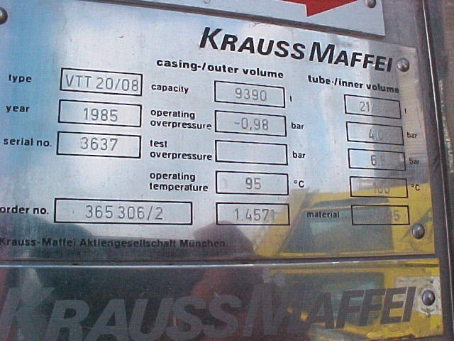 Stainless Steel 316L Krauss Maffei VTT 20/08 Dryer-Wyssmont - IPP# 204573
