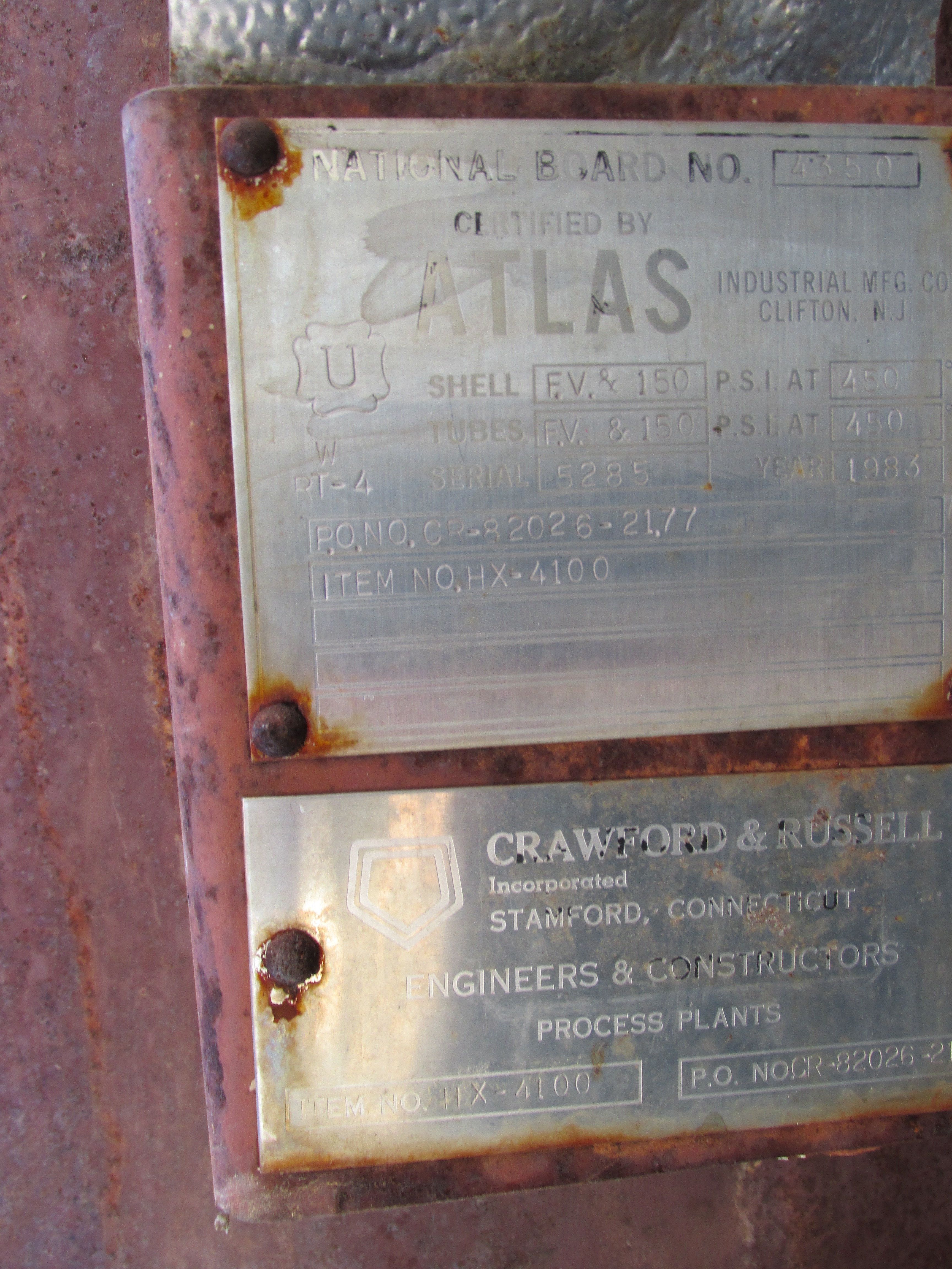 Atlas Shell and Tube Heat Exchanger - IPP# 205688