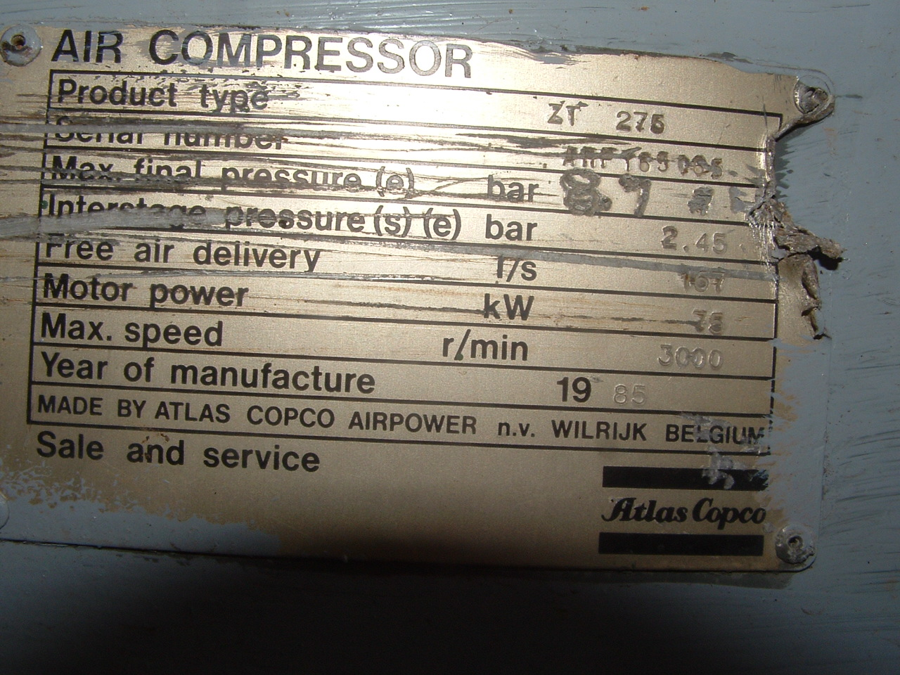   Rotary Compressor 611.6 m3/h (360 CFM) For Sale - IPP# 206627
