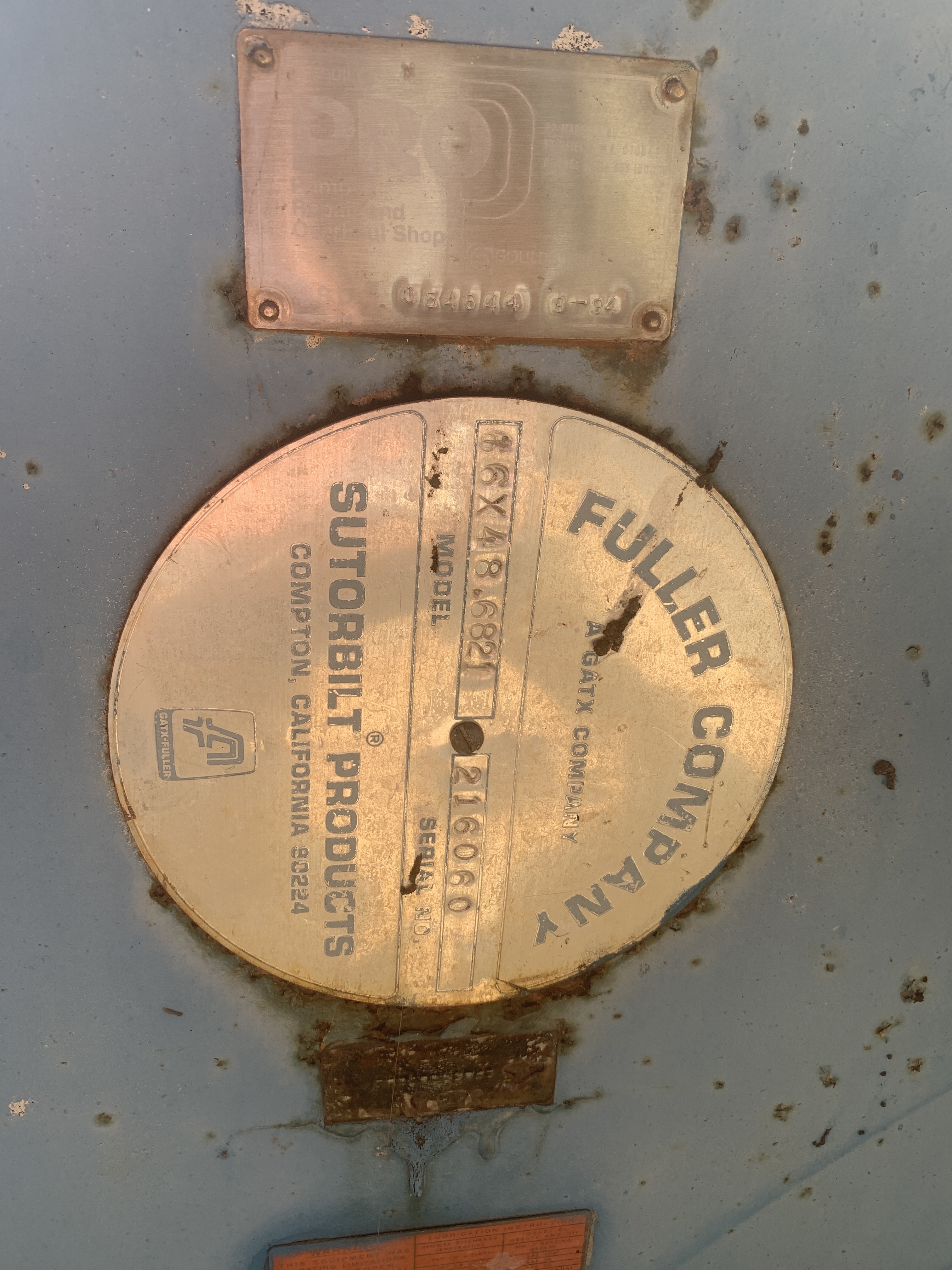 Carbon Steel Fuller Co. 16X48V-6821 W.S. Blower - IPP# 206781