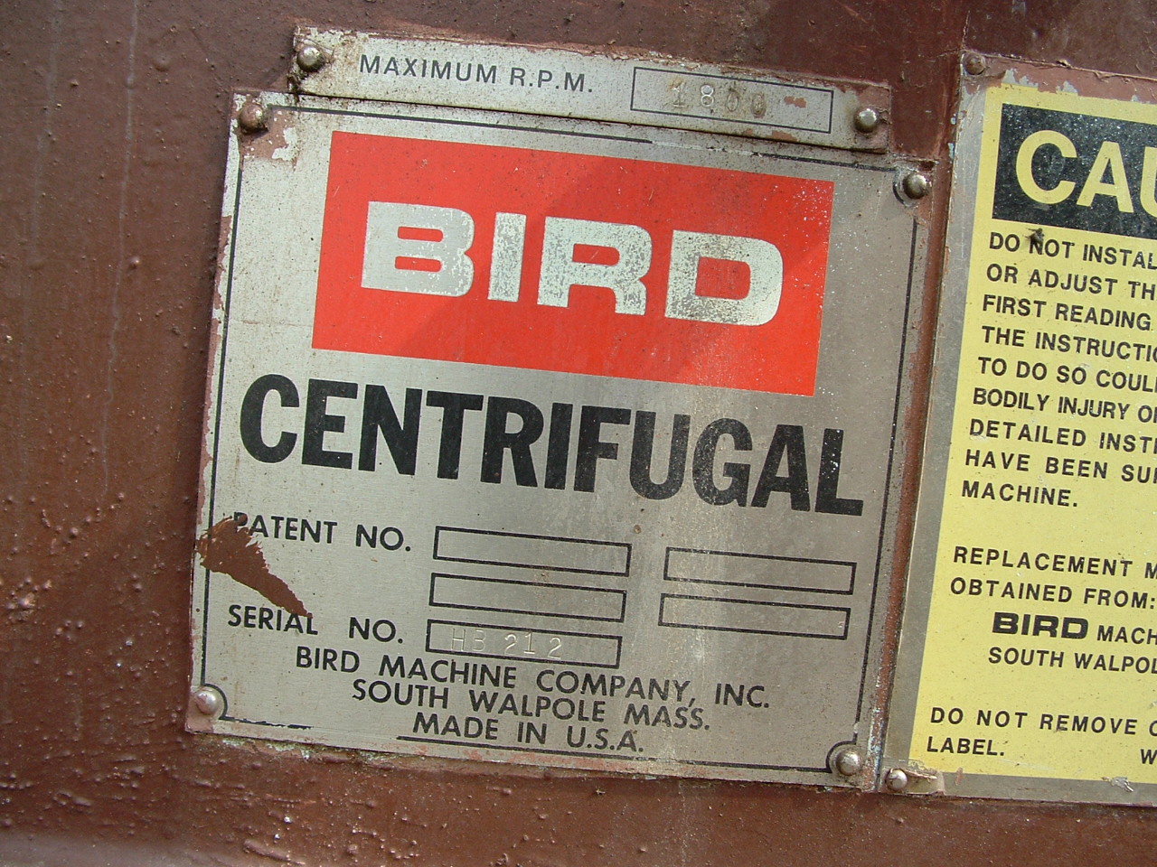 Bird HB3900 Centrifuge-Solid Bowl-Decanter with ceramic flights - IPP# 207274