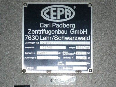   Centrifuge-Misc. & Hydraulic 2.2 kW (3 HP) Stainless Steel Austenitic For Sale - IPP# 207987