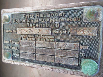 Stainless Steel 316 Fritz Rauscher  Tank - IPP# 208236