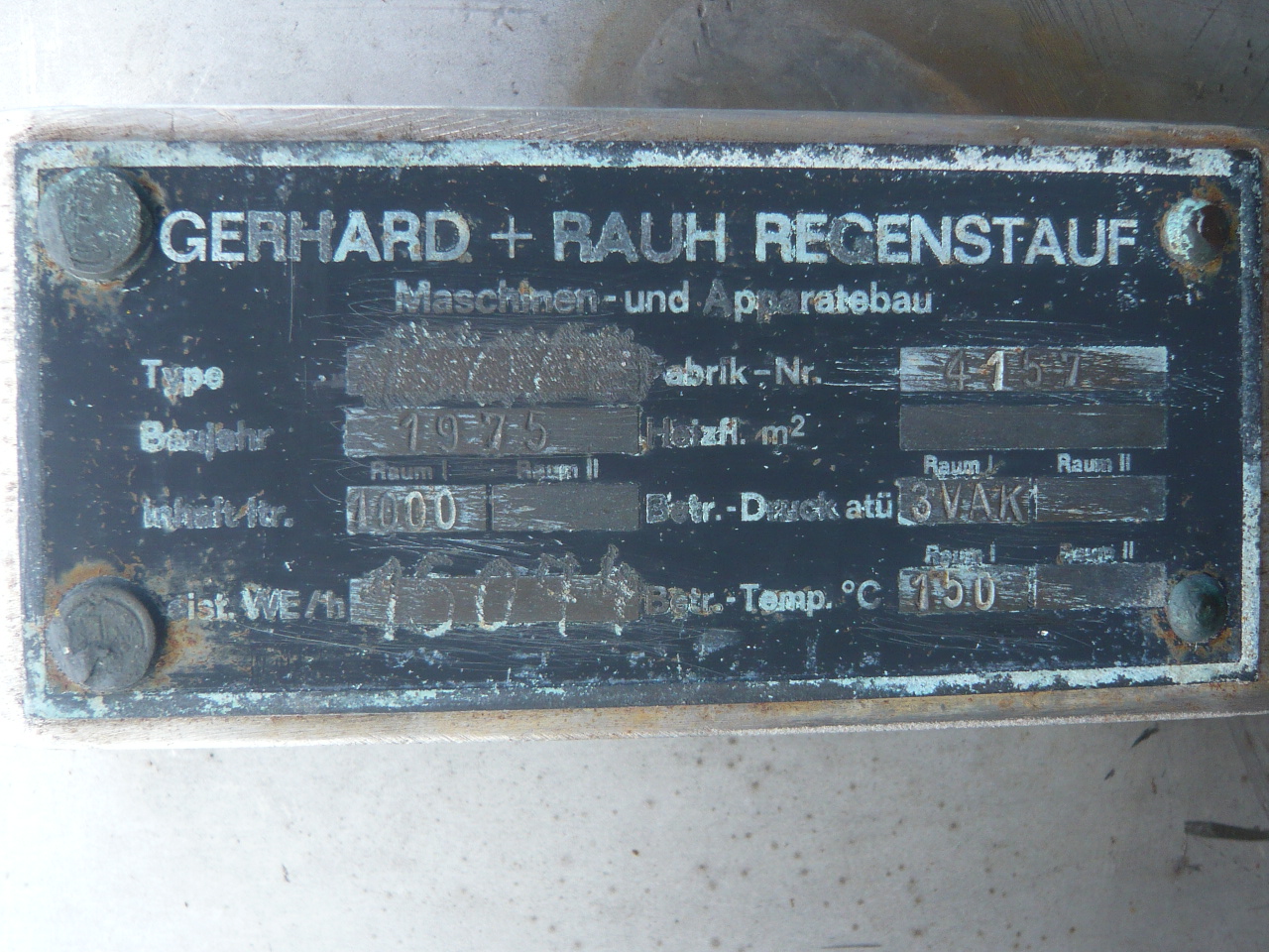 Stainless Steel 316 Gerhard & Rauh  Tank - IPP# 208402