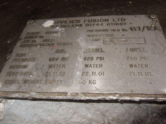 Stainless Steel 316 Applied Fusions Ltd Hydrogenation Reactor - IPP# 209999