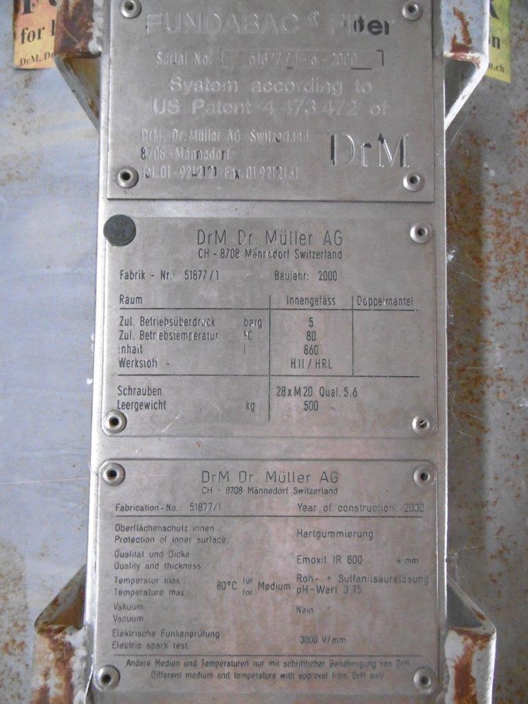  Cartridge And Candle Filter 6 m² (64.6 ft²) Rubberlined For Sale - IPP# 200491