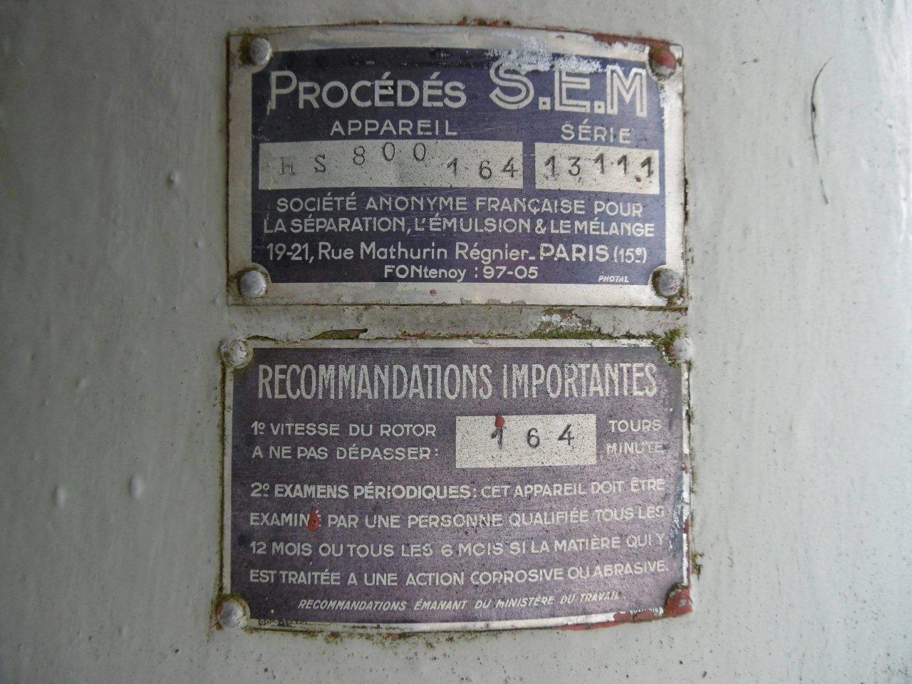 Stainless Steel 316 Melle Bezons Tank - IPP# 202777