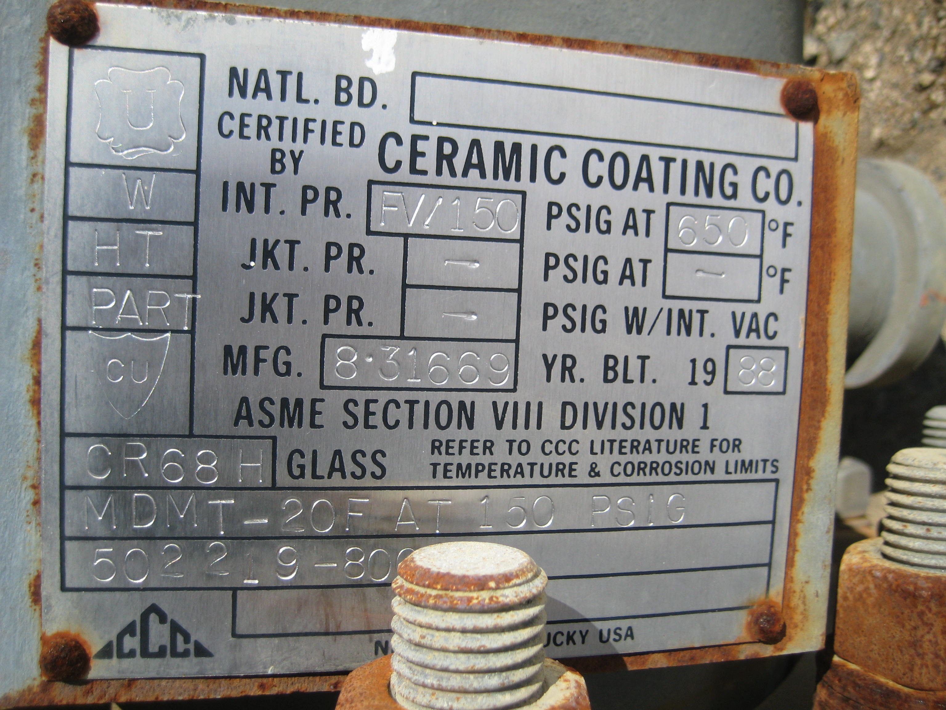 Glasslined J.D. Cousins, Inc. DMCH 12/110 Shell and Tube Heat Exchanger - IPP# 203785