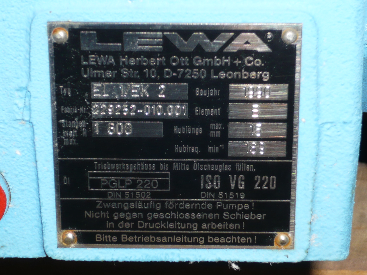 Unused LEWA EL1 /EK2 Reciprocating Pump - IPP# 214001