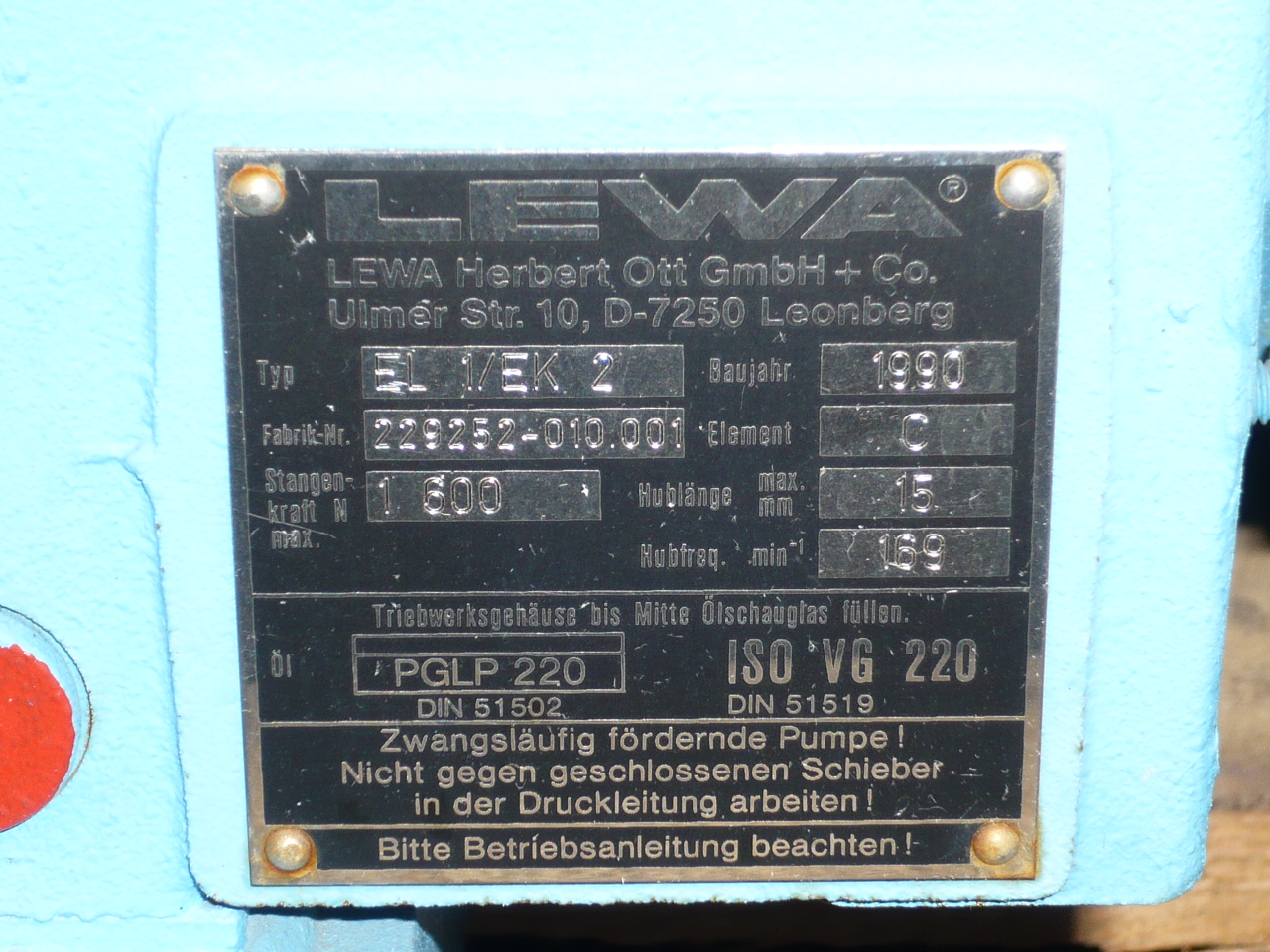 Unused LEWA EL1 /EK2 Reciprocating Pump - IPP# 214001