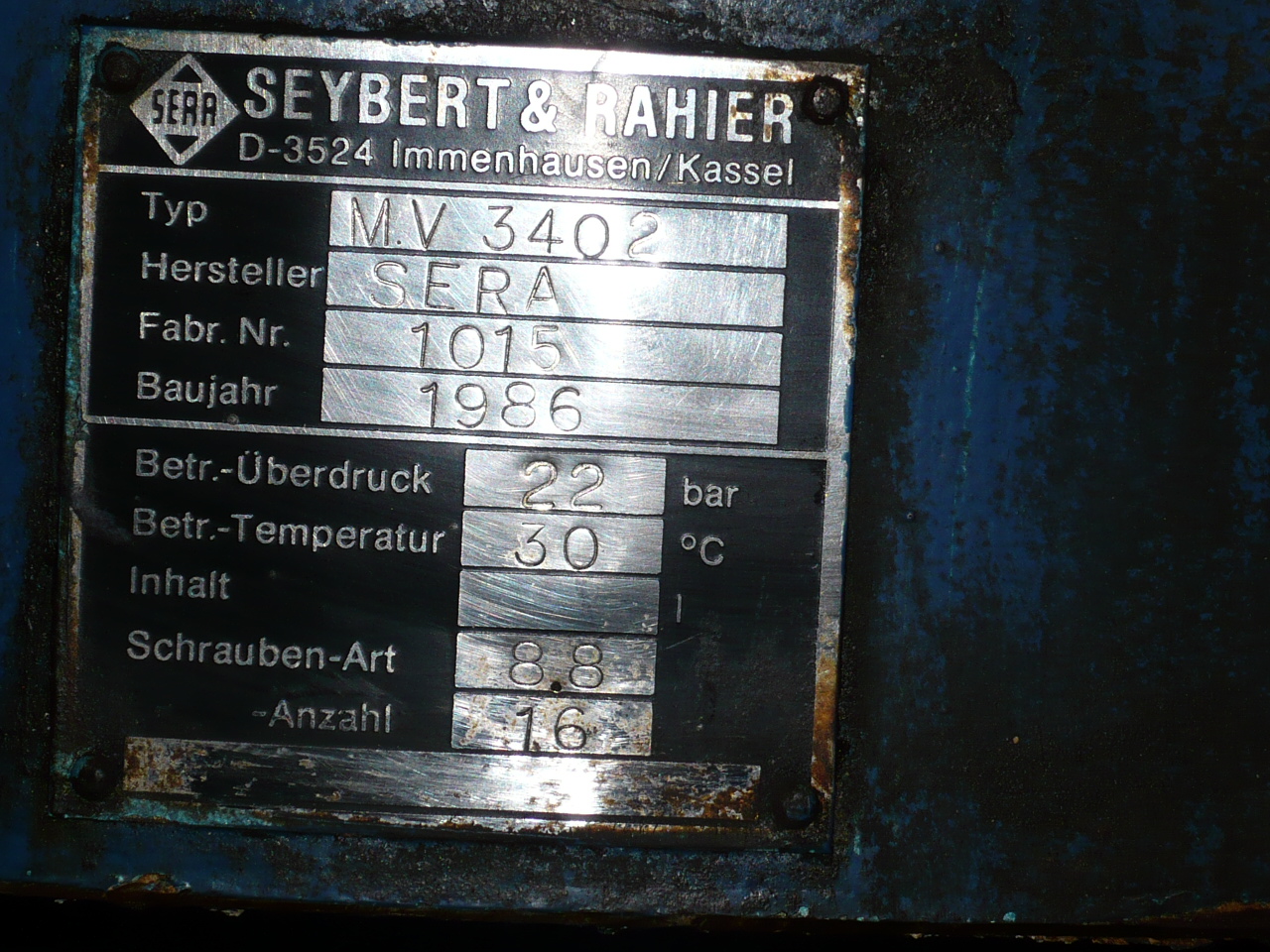 Stainless Steel 316 Seybert & Rahier MV 3402 Reciprocating Compressor - IPP# 214037