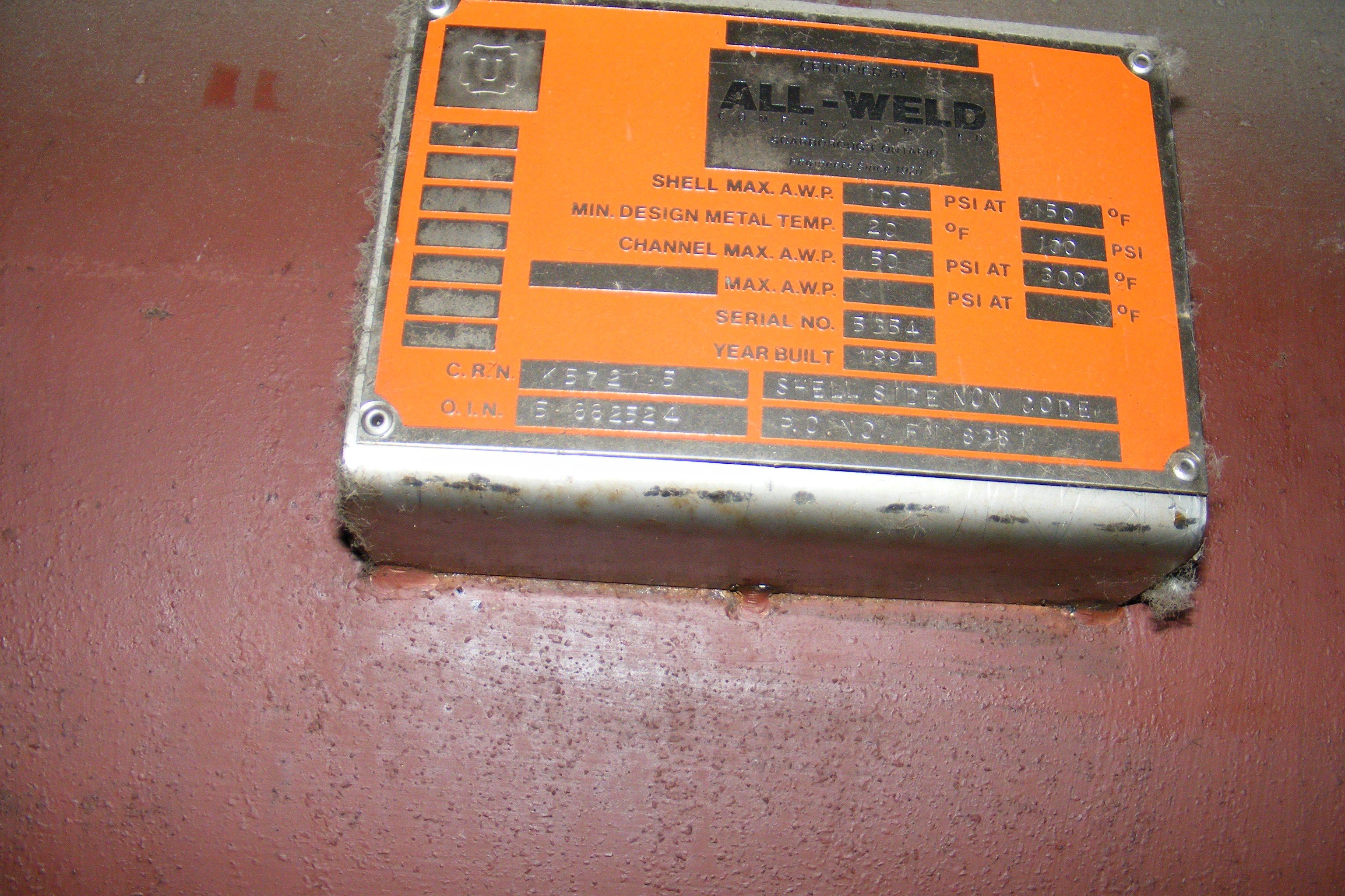 Stainless Steel 316 All-Weld Shell and Tube Heat Exchanger - IPP# 214213