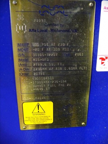 Unused Stainless Steel 316 Plate and Frame Heat Exchanger - IPP# 214851
