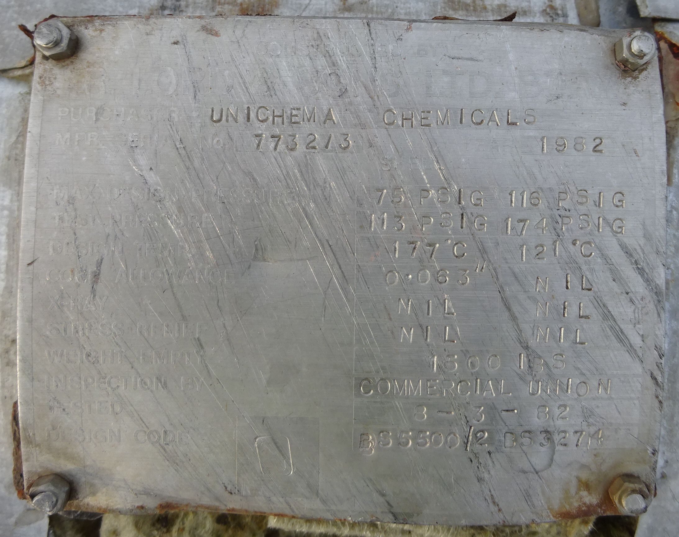 Stainless Steel 316 Clad R. Lords & Sons LTD Shell and Tube Heat Exchanger - IPP# 215315