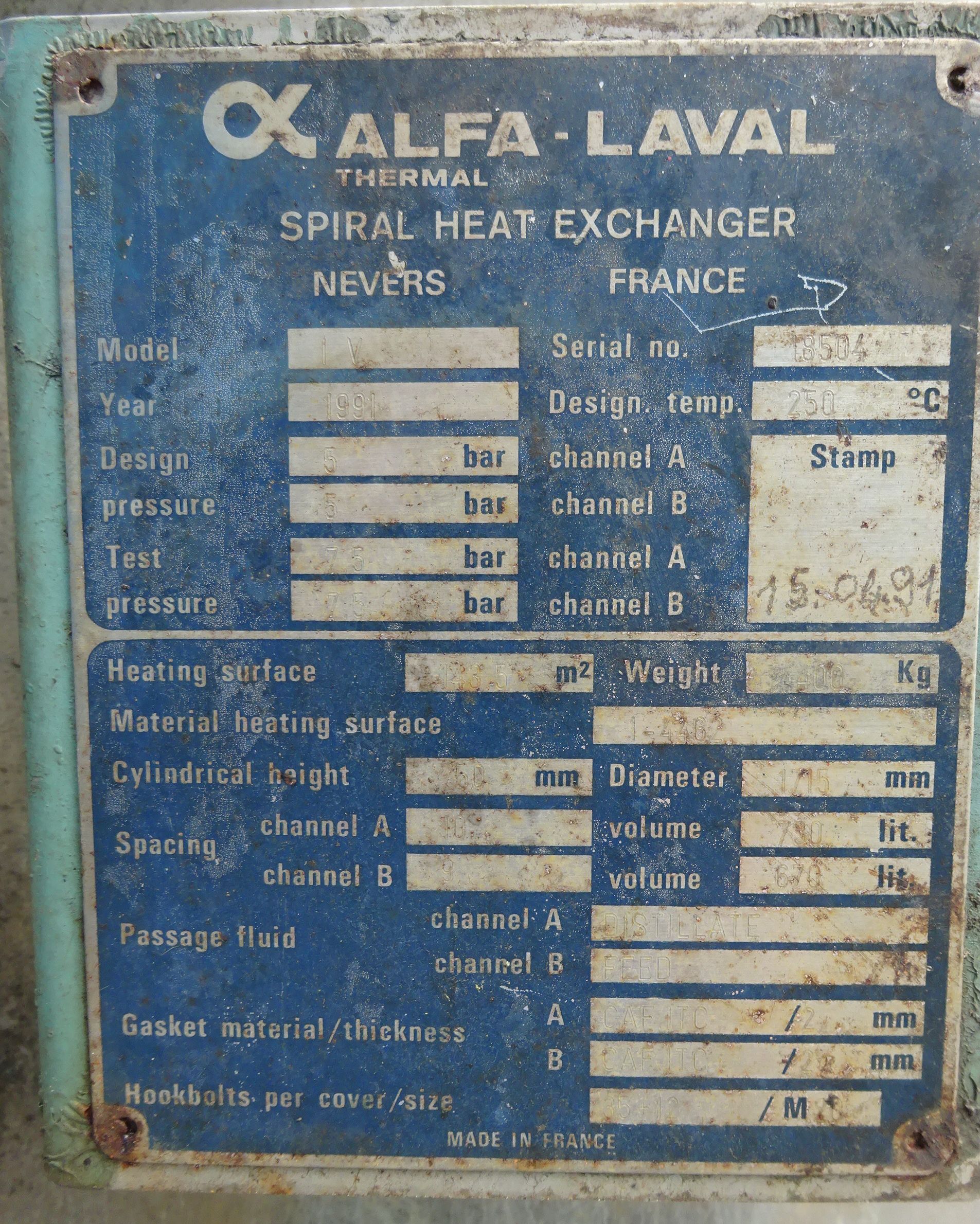 Duplex Alfa Laval SHE, 1-V Spiral Heat Exchanger - IPP# 215336