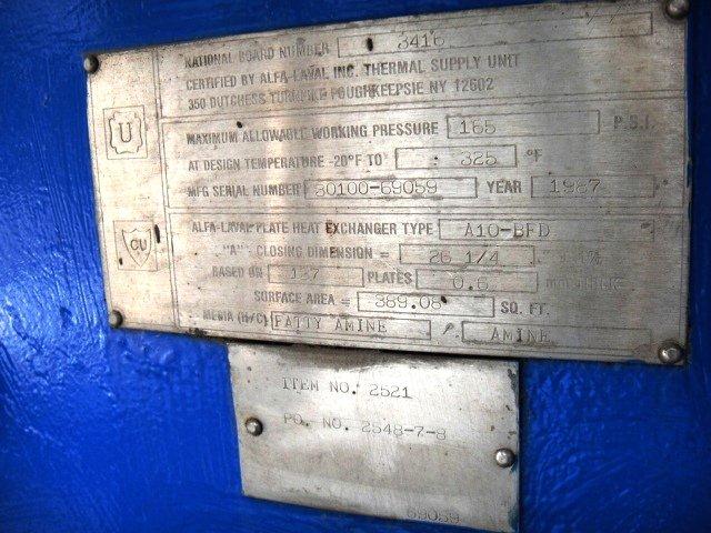 Stainless Steel 304 Alfa Laval A10-BFD Plate and Frame Heat Exchanger - IPP# 216094