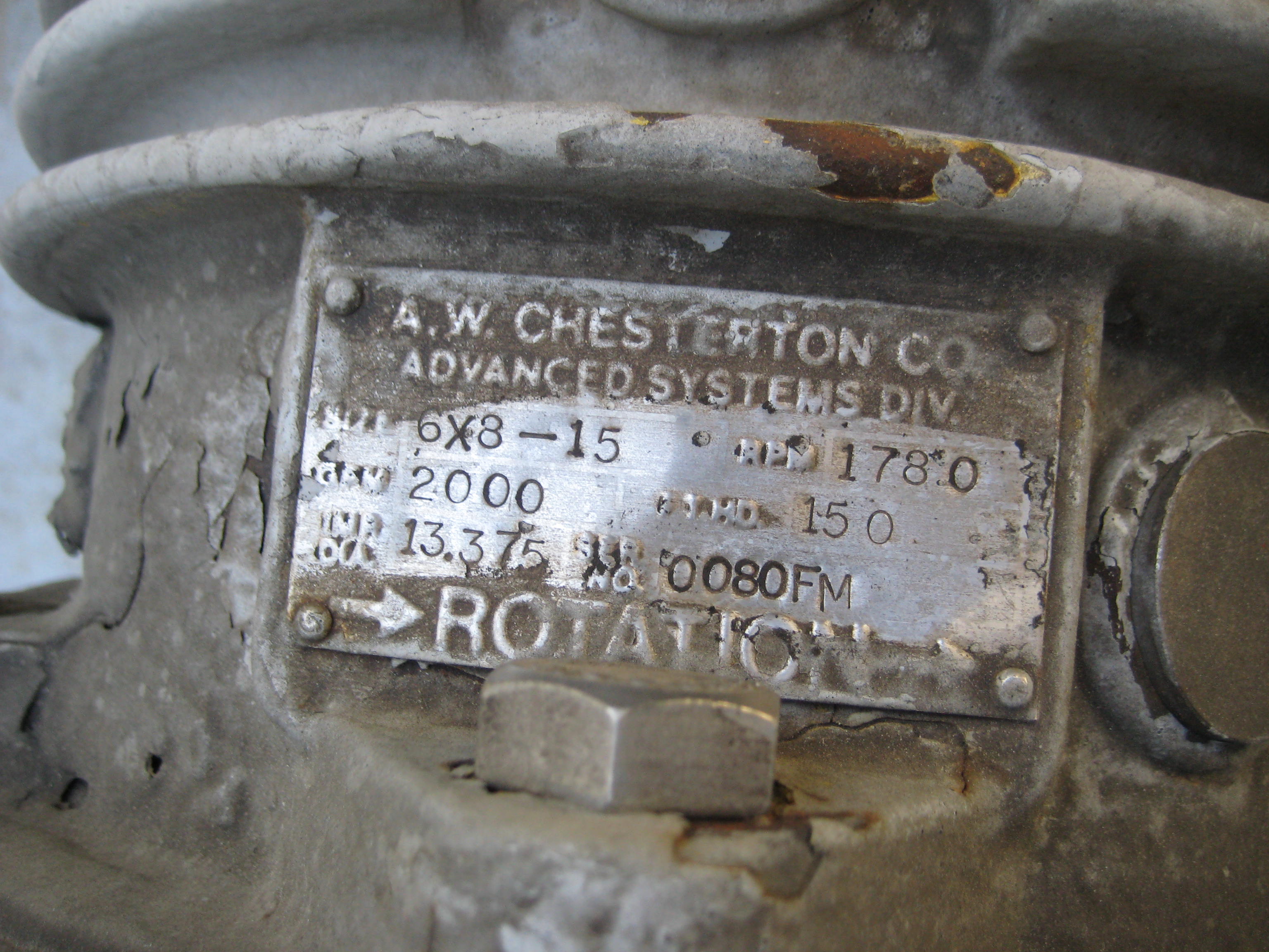 Stainless Steel 304 A.W. Chesterton Centrifugal Pump - IPP# 216105