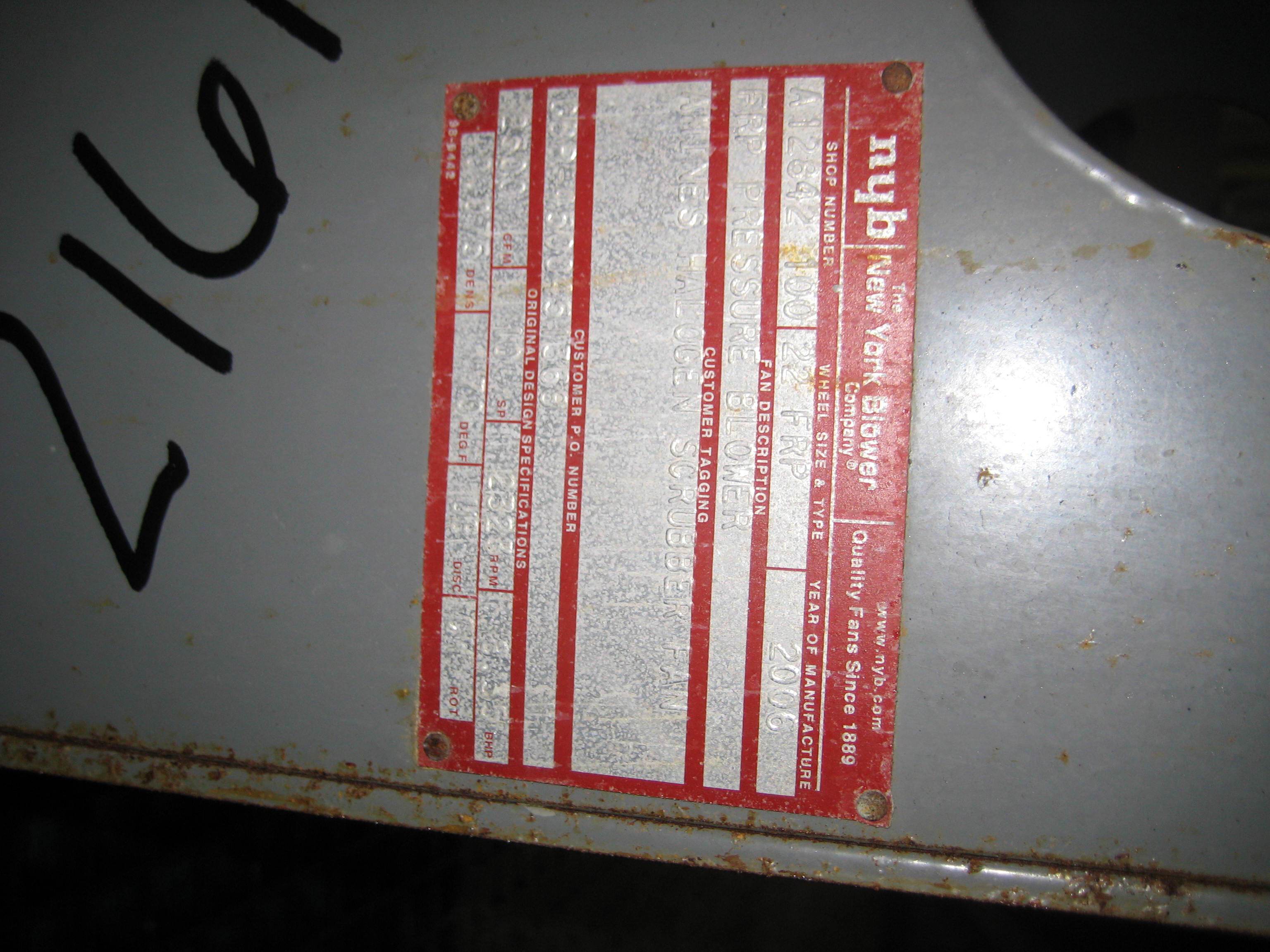   Blower 4,250 m3/h (2,500 CFM) Fiberglass For Sale - IPP# 216123
