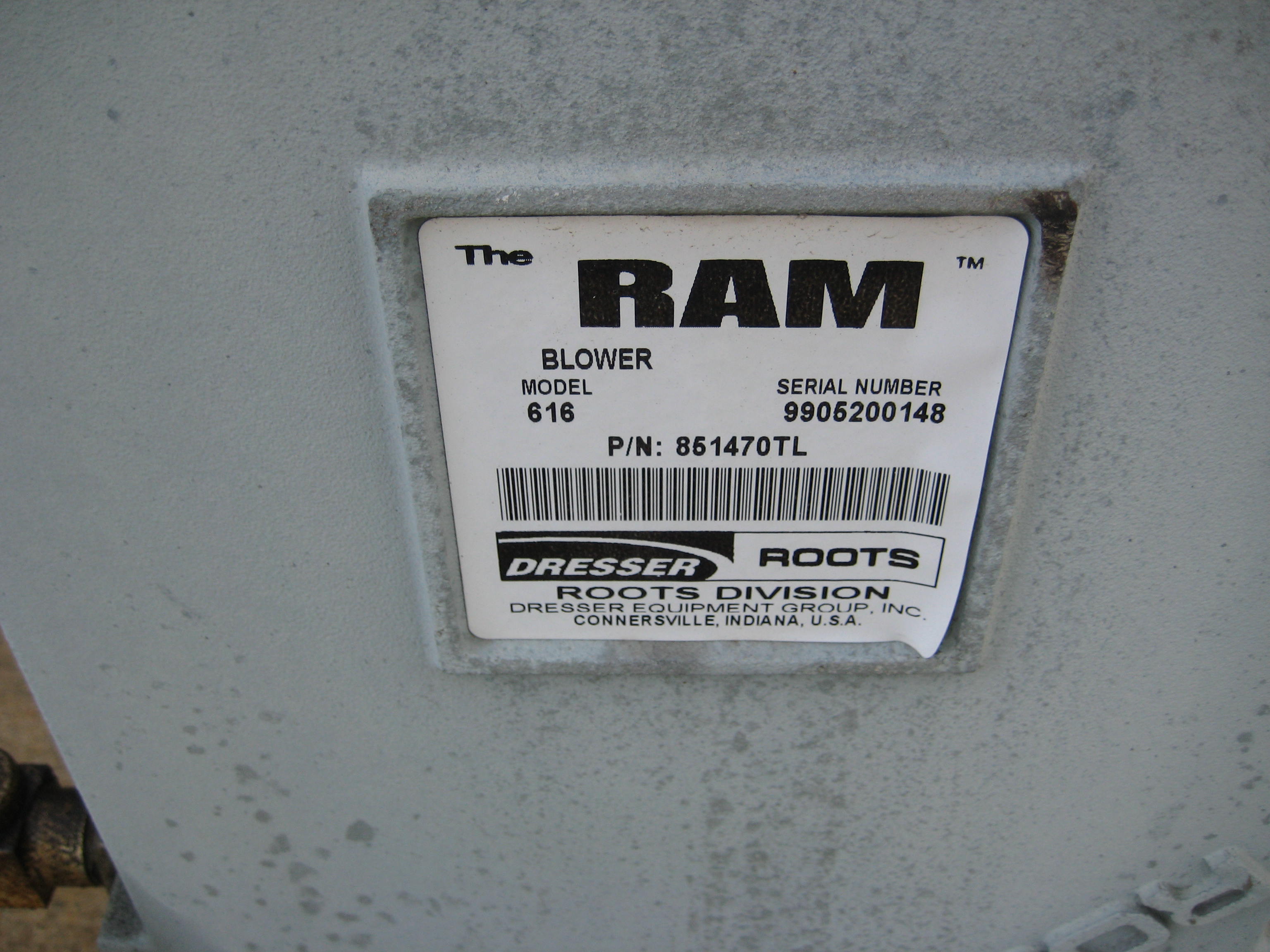   Blower 2,050 m3/h (1,200 CFM) Carbon Steel For Sale - IPP# 216202