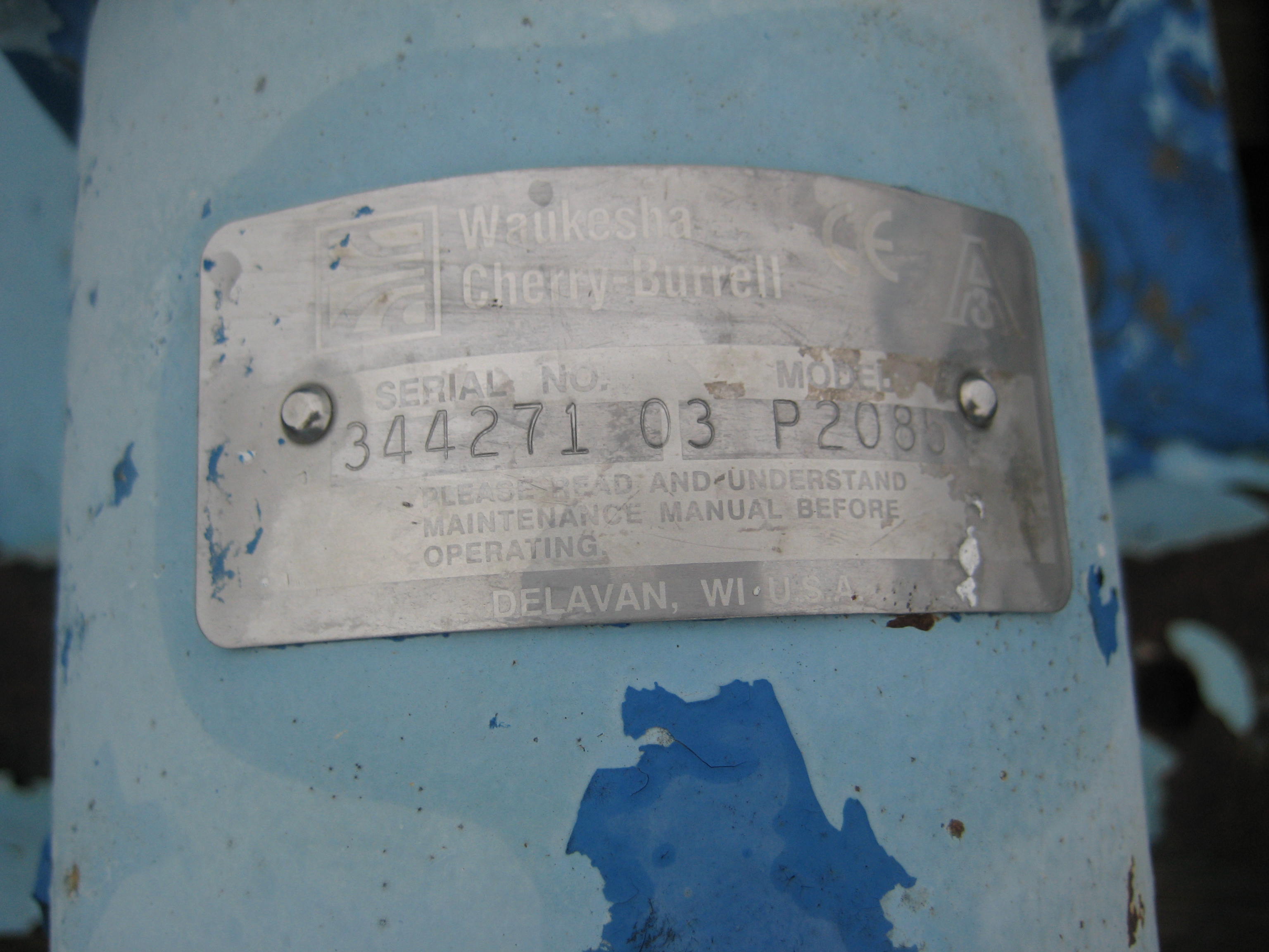 Stainless Steel 316 Waukesha Cherry Burrell P-2085 Centrifugal Pump - IPP# 216223