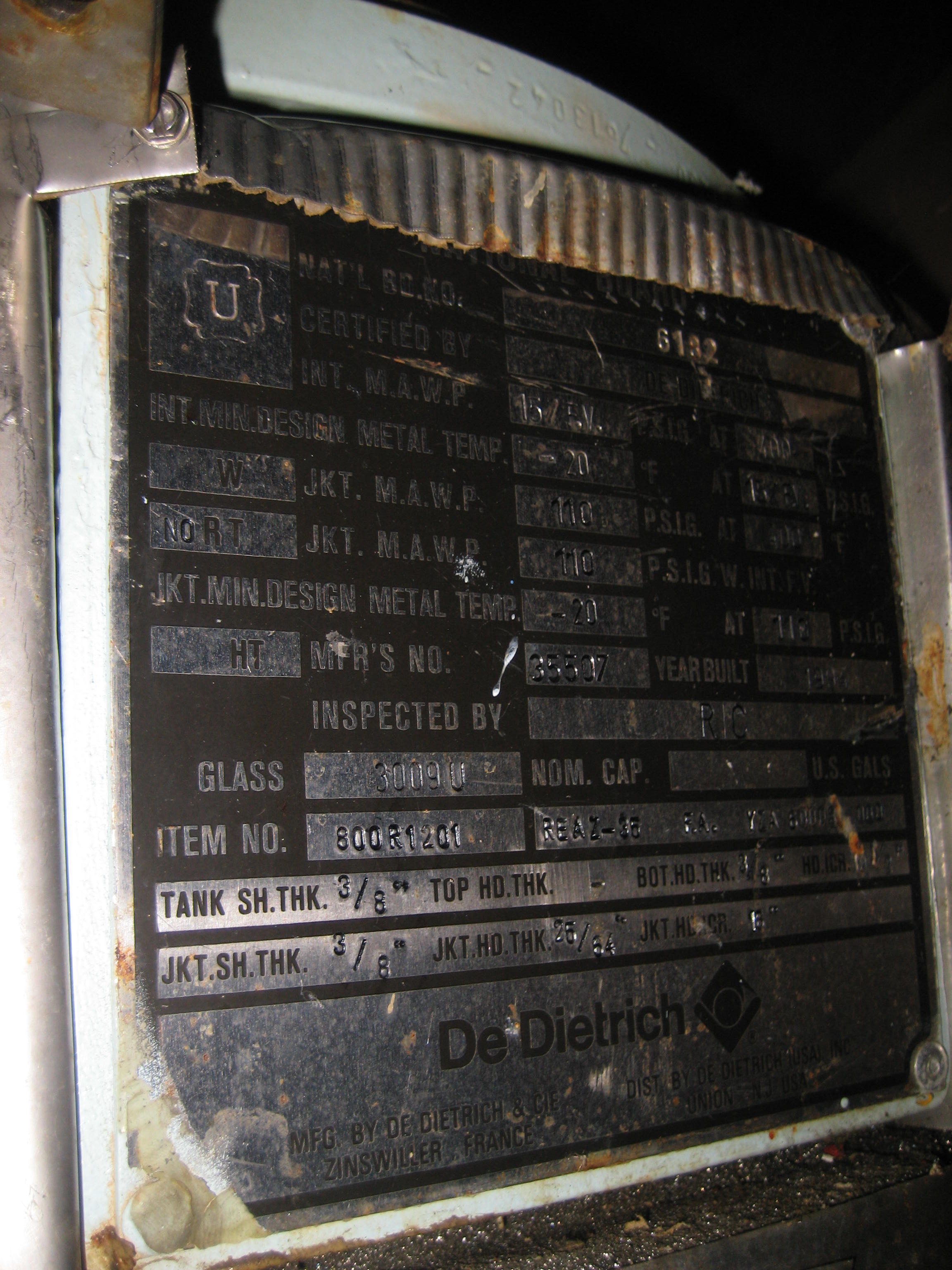 Glasslined DeDietrich Batch-Type Agitated Reactor - IPP# 216355