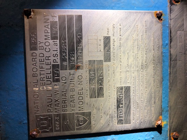 Paul Mueller Plate and Frame Heat Exchanger - IPP# 216324