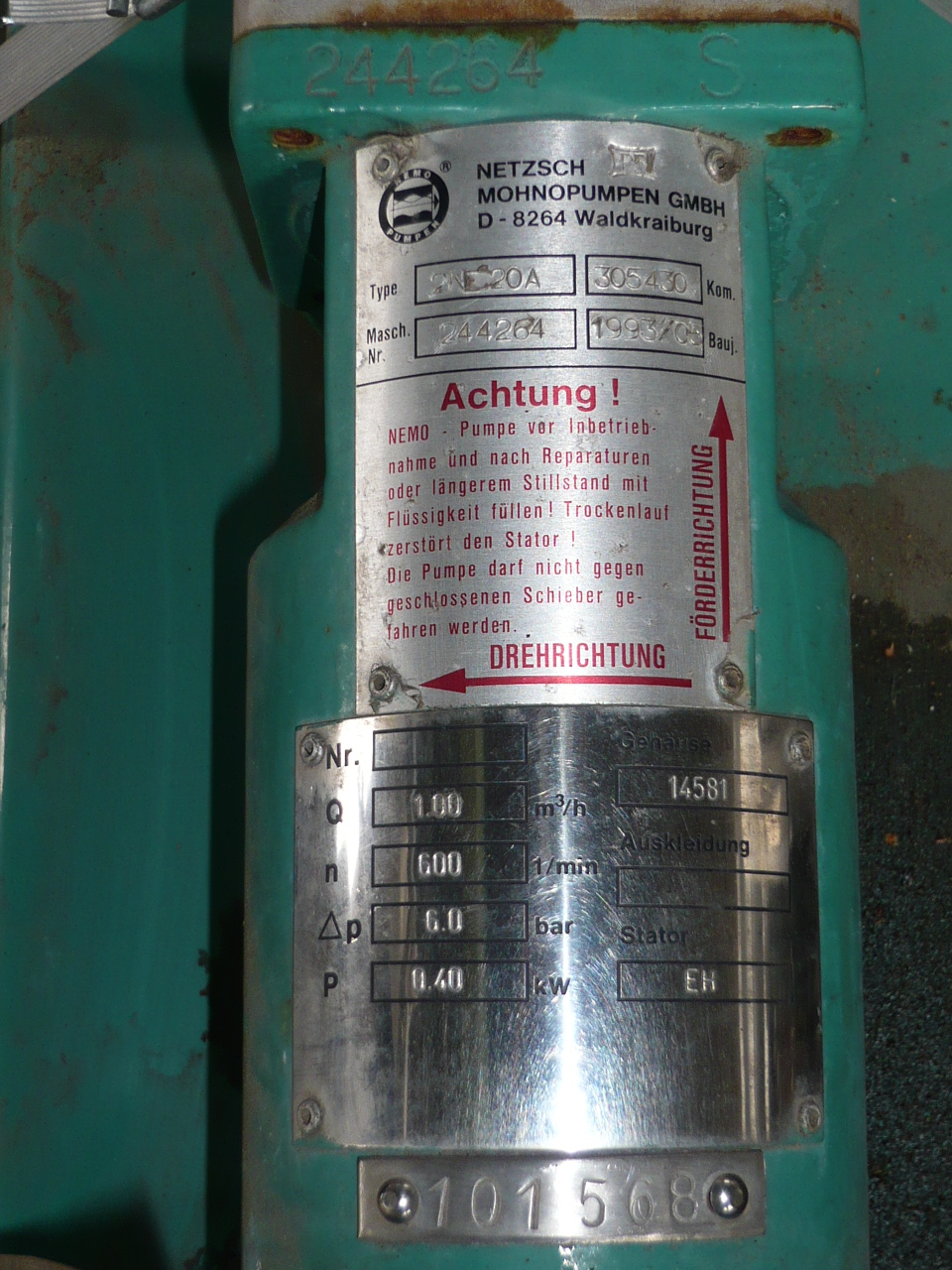  Stainless Steel 316 Rotary Pump 1 m3/h (4.4 GPM) For Sale - IPP# 217576
