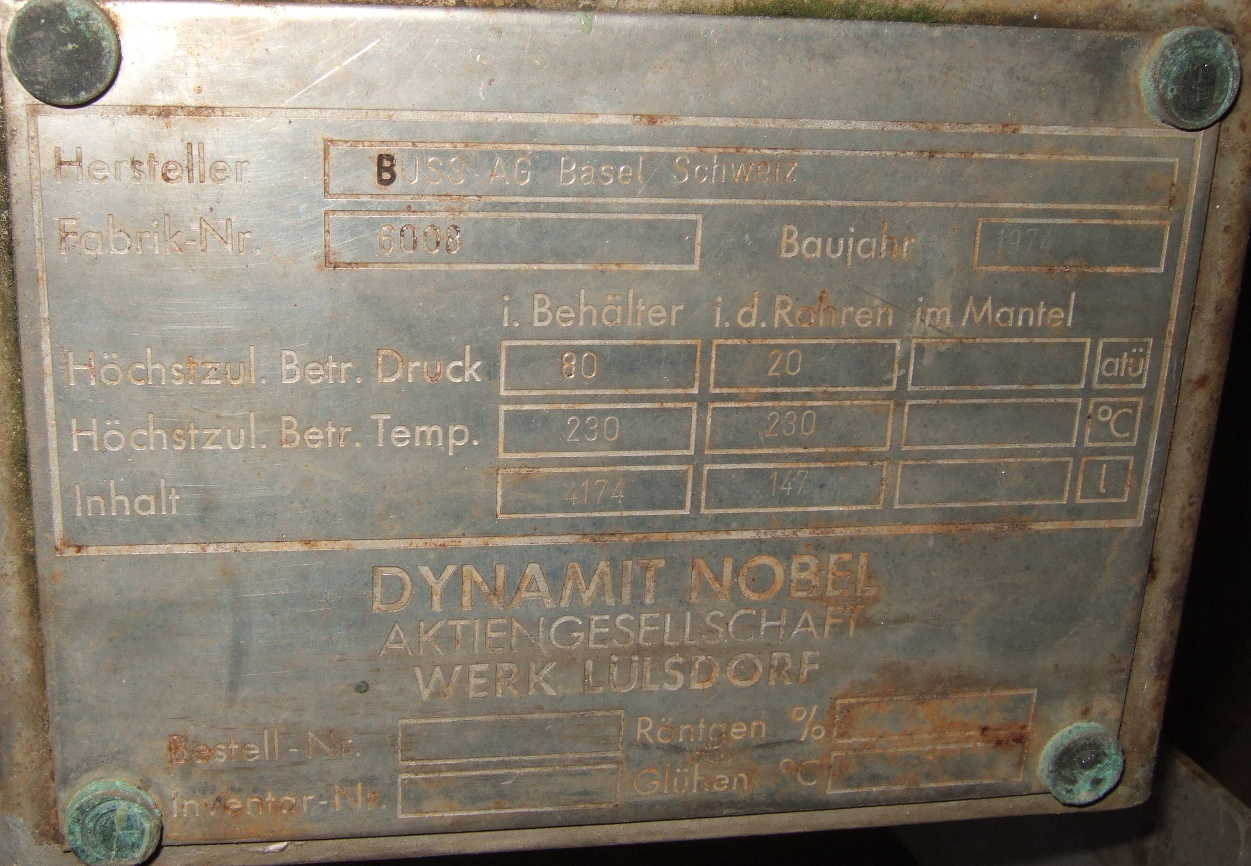 Stainless Steel Austenitic Buss AG Batch-Type Agitated Reactor - IPP# 217609