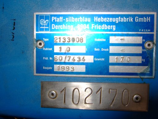 Pfaff-Siberbau Hebezeugfabrik Gmbh 2133008 Machine Tools - IPP# 219080