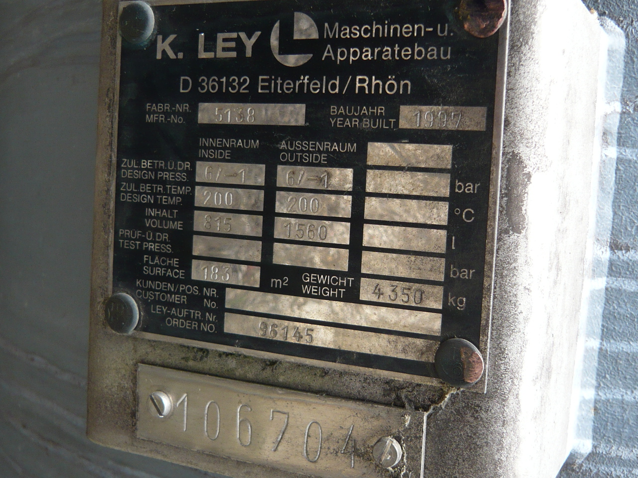  Shell and Tube Heat Exchanger 183 m² (1,950 ft²) Stainless Steel Austenitic For Sale - IPP# 219085