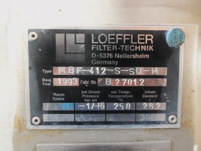 Stainless Steel Austenitic Loeffler MBF-412-S-SD-M Cartridge And Candle Filter - IPP# 219252