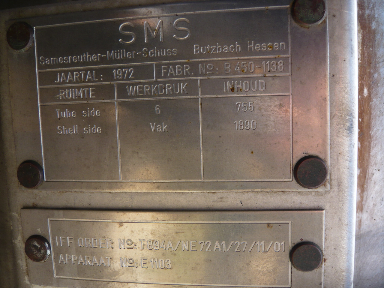  Shell and Tube Heat Exchanger 137 m² (1,450 ft²) Stainless Steel 321 For Sale - IPP# 219257