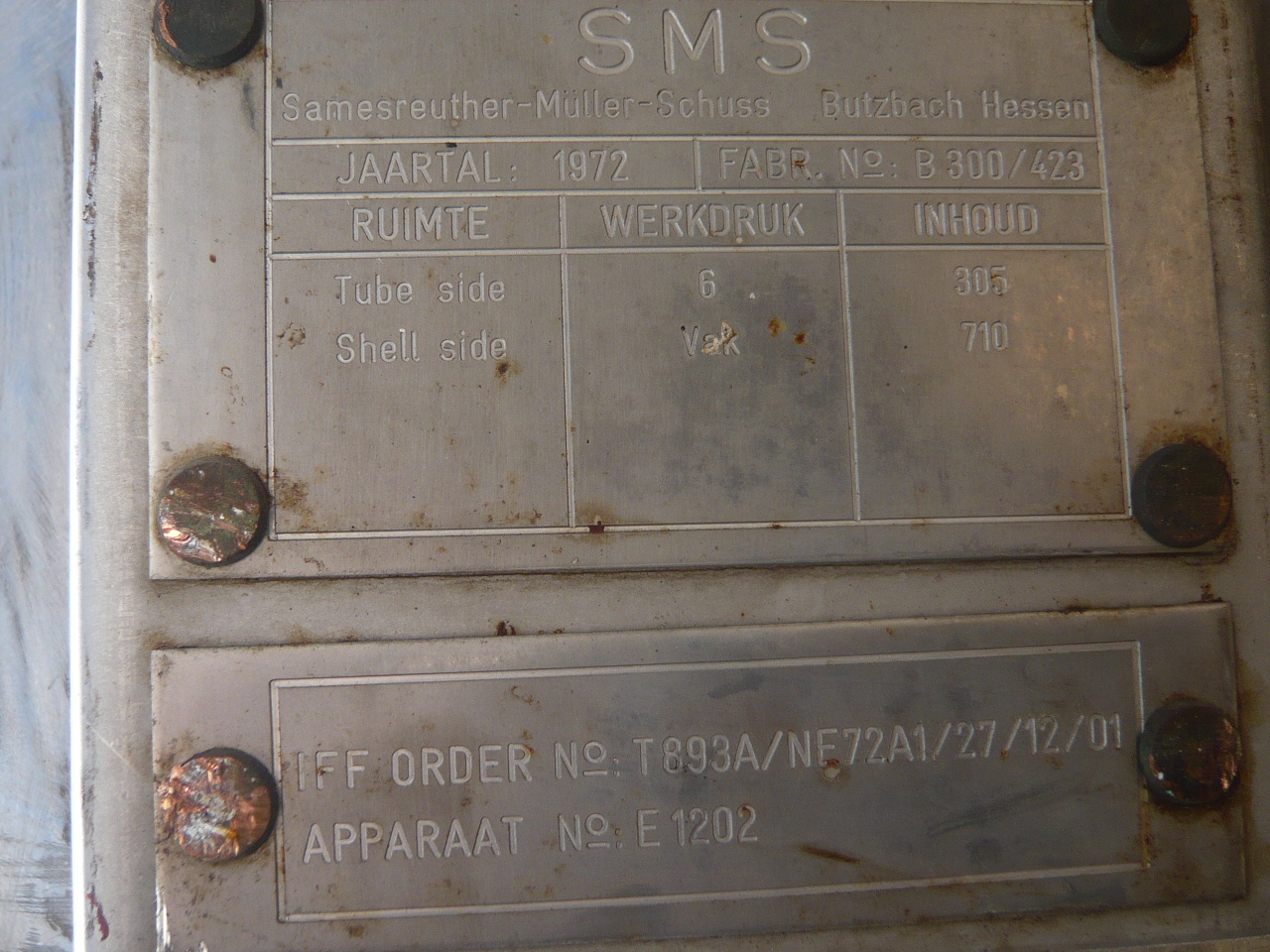  Shell and Tube Heat Exchanger 58 m² (624 ft²) Stainless Steel 321 For Sale - IPP# 219254