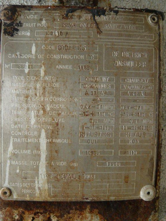 Glasslined DeDietrich CE Batch-Type Agitated Reactor - IPP# 219214