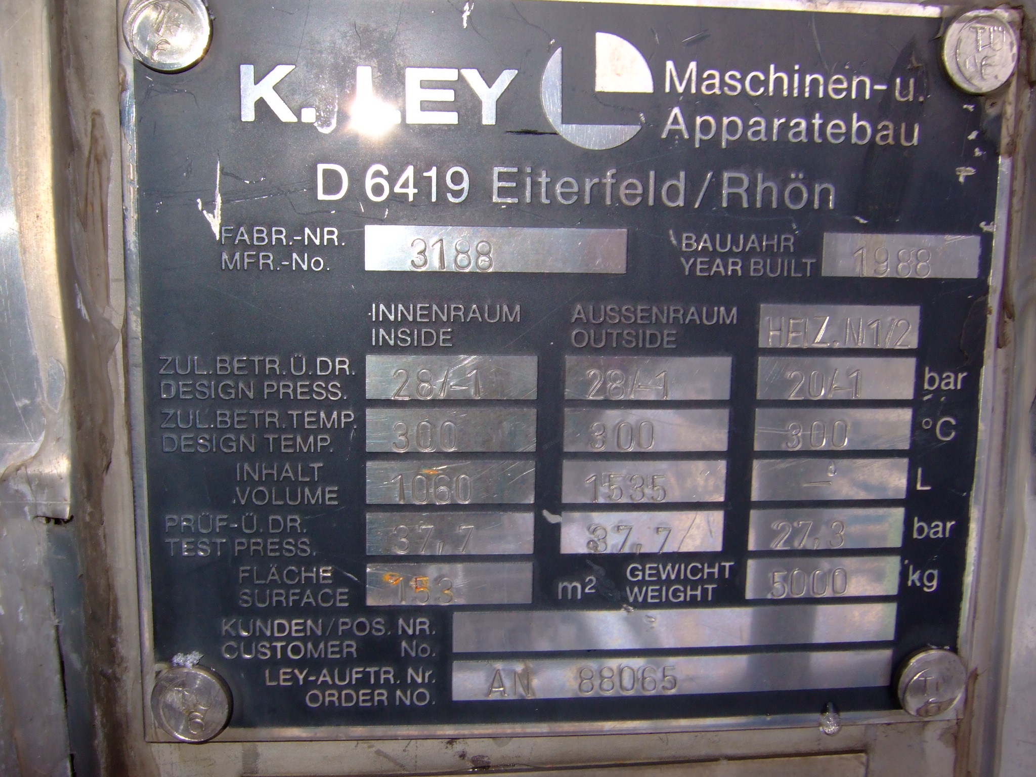  Shell and Tube Heat Exchanger 153 m² (1,650 ft²) Stainless Steel 316 For Sale - IPP# 219500