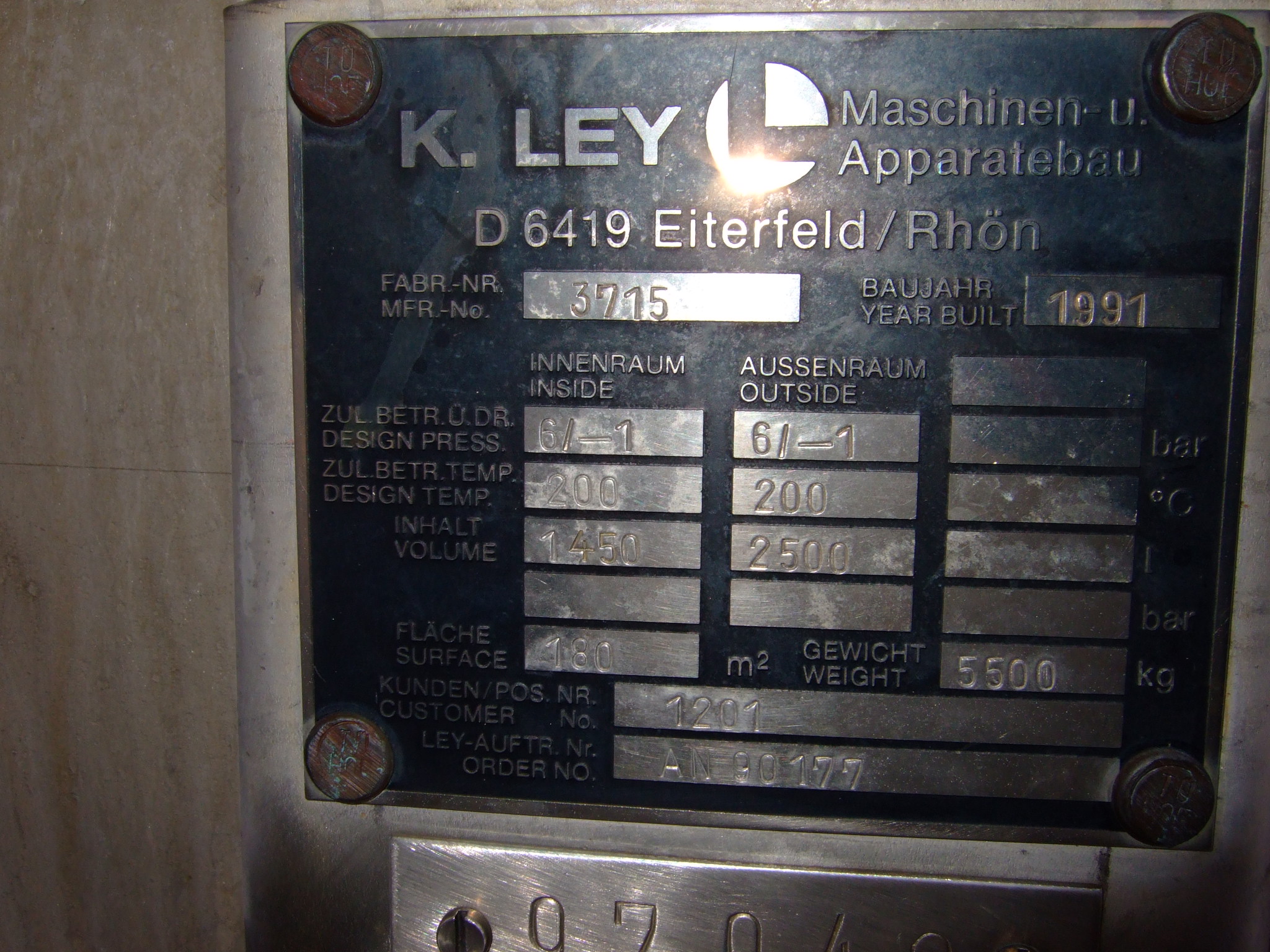  Shell and Tube Heat Exchanger 180 m² (1,950 ft²) Stainless Steel 316 For Sale - IPP# 219507