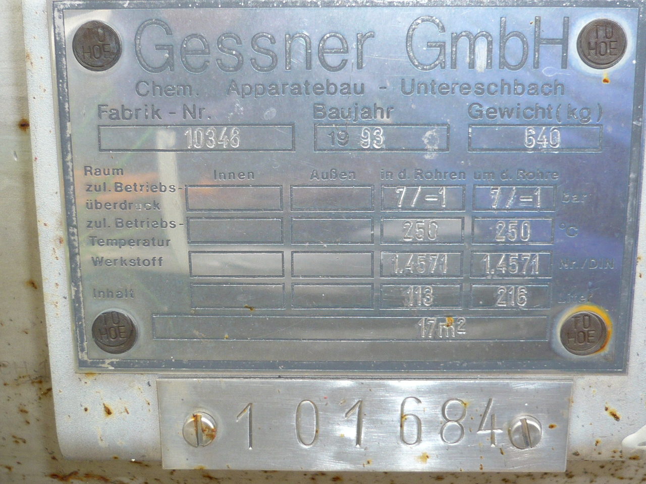  Shell and Tube Heat Exchanger 17 m² (183 ft²) Stainless Steel Austenitic For Sale - IPP# 219535