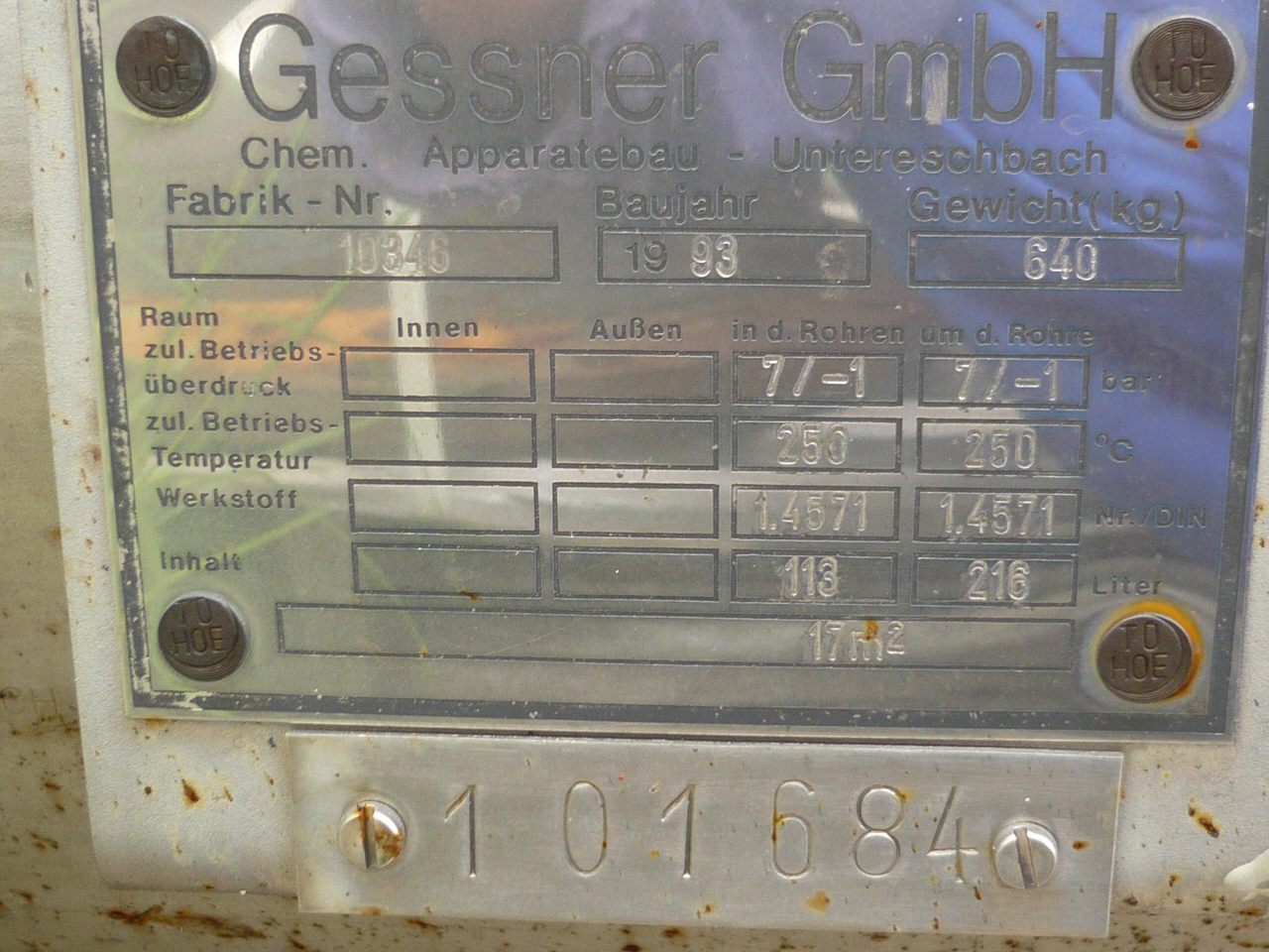  Shell and Tube Heat Exchanger 17 m² (183 ft²) Stainless Steel Austenitic For Sale - IPP# 219535
