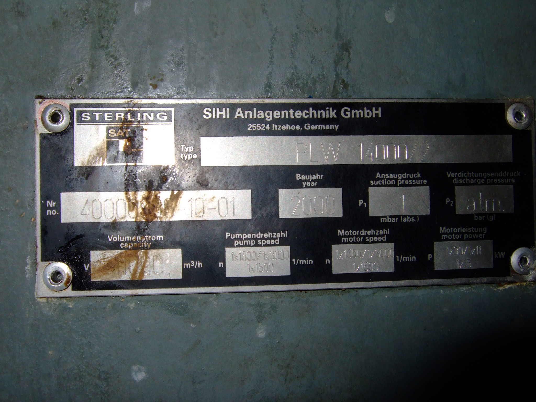   Pump-Vacuum 11,000 m3/h (6,450 CFM) Stainless Steel 316 For Sale - IPP# 219733