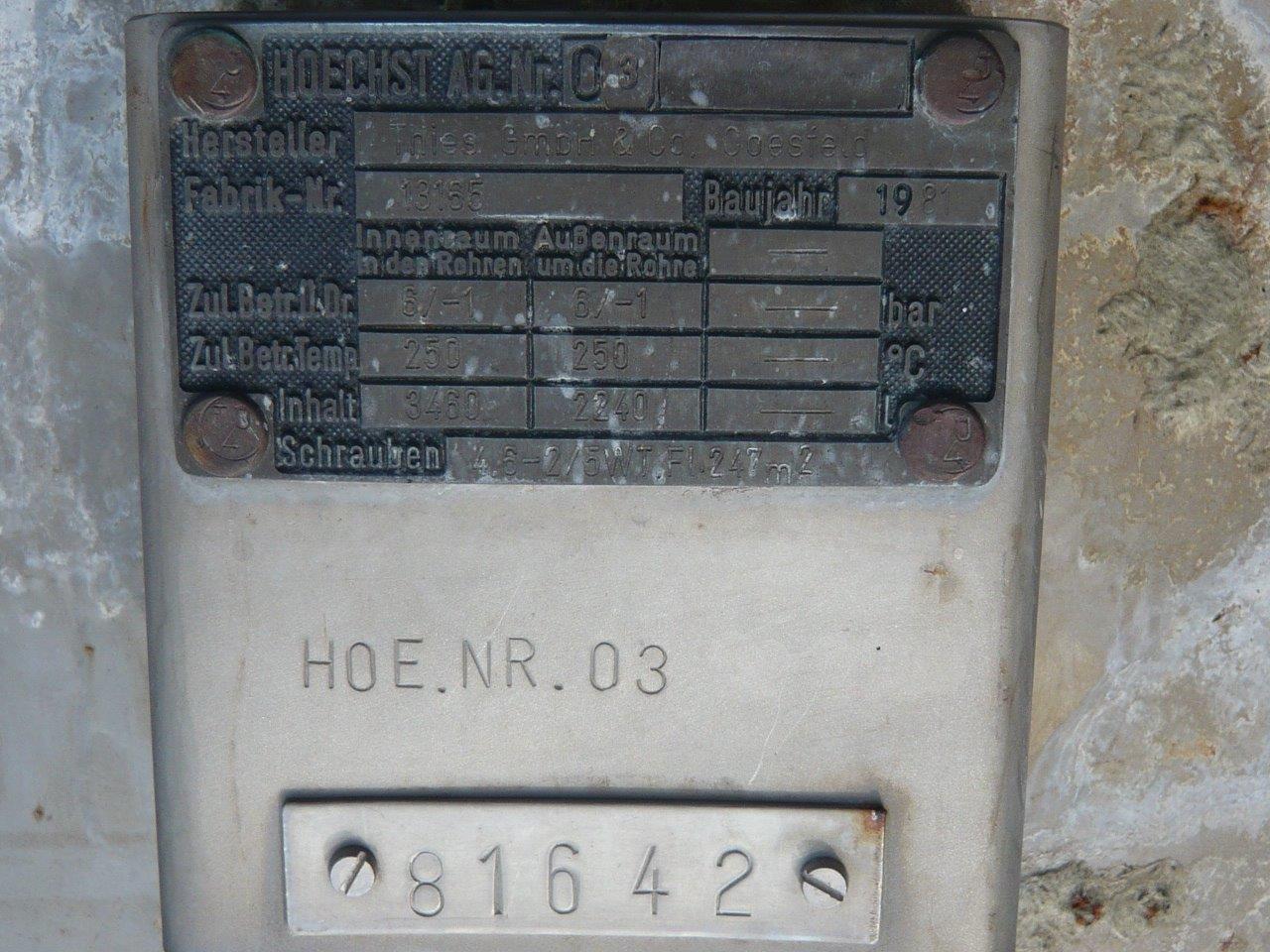 Stainless Steel 321 Thies Kg Coesfeld Gmbh Shell and Tube Heat Exchanger - IPP# 219940