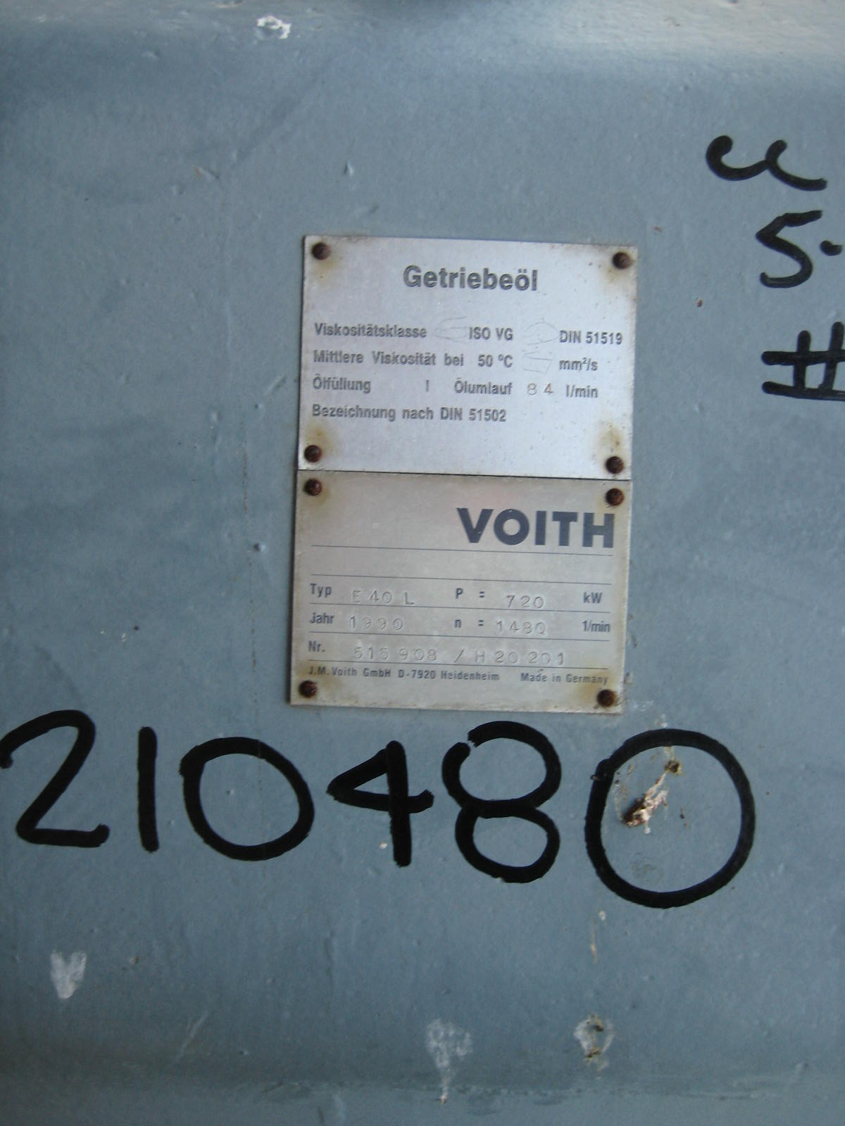 Carbon Steel BHS Voith E40L Gear Reducer - IPP# 210480