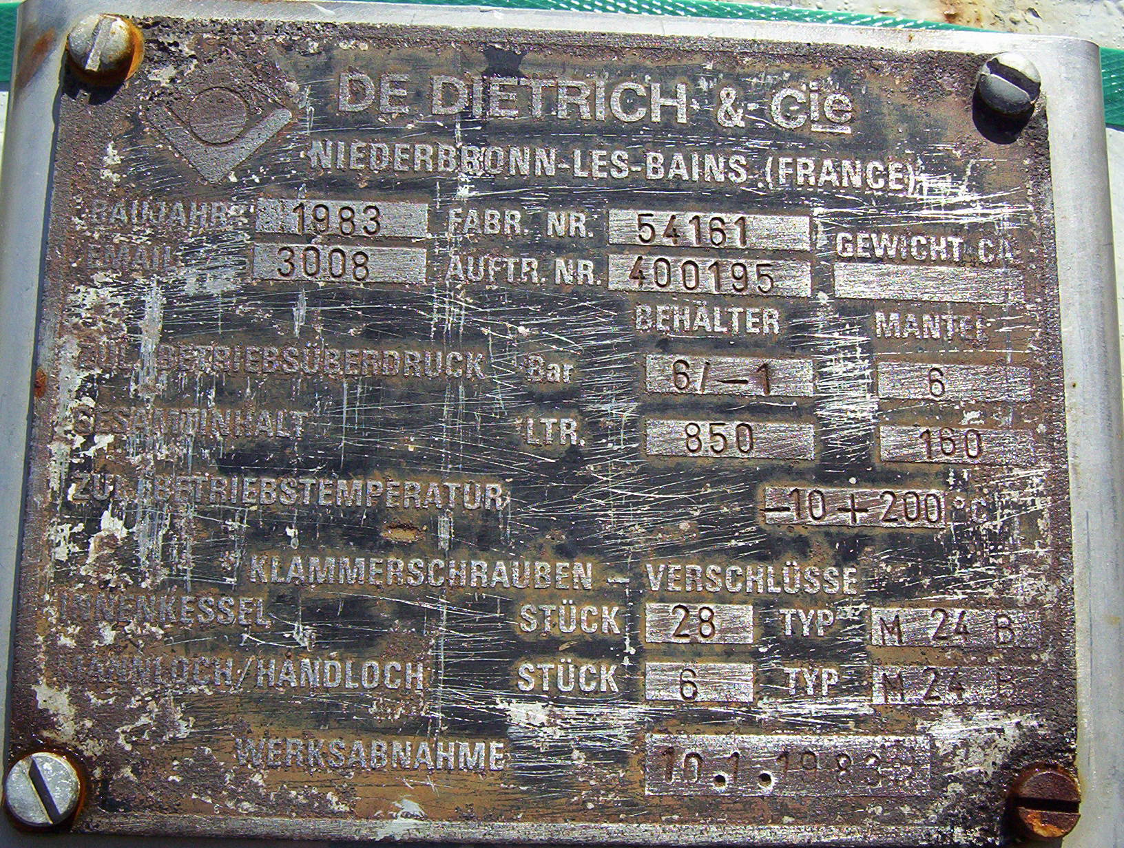 Glasslined DeDietrich AE Batch-Type Agitated Reactor - IPP# 210769