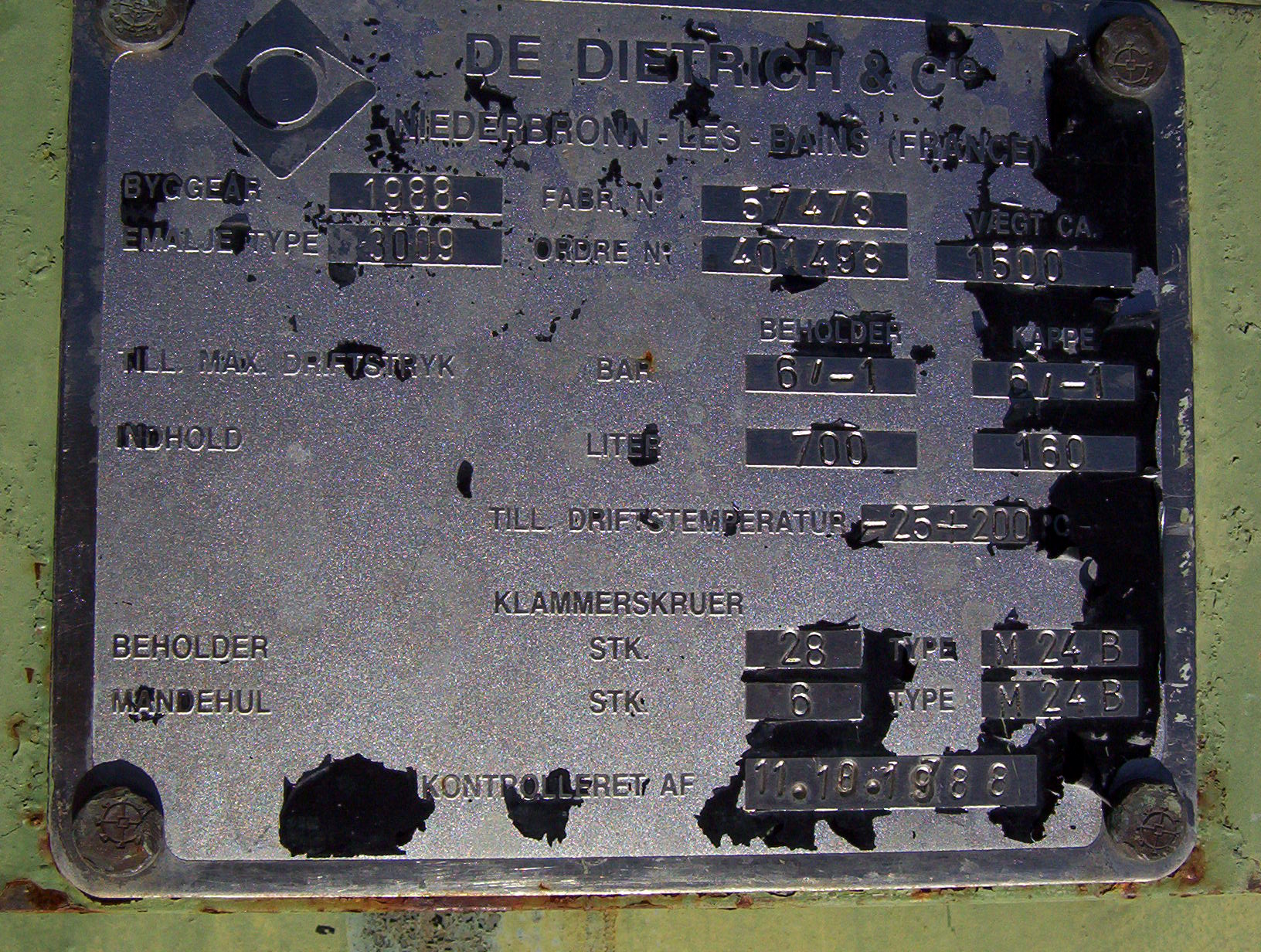 Glasslined DeDietrich AE Batch-Type Agitated Reactor - IPP# 210770