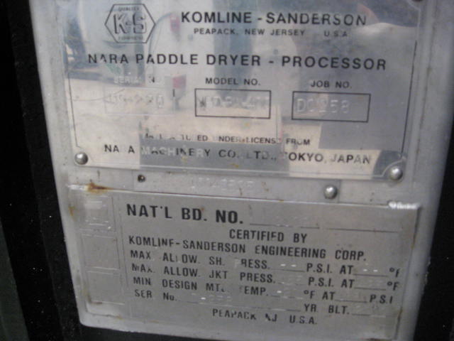 Stainless Steel 316L Komline Sanderson NPD-8W-400 Dryer- Ribbon & Paddle - IPP# 210716